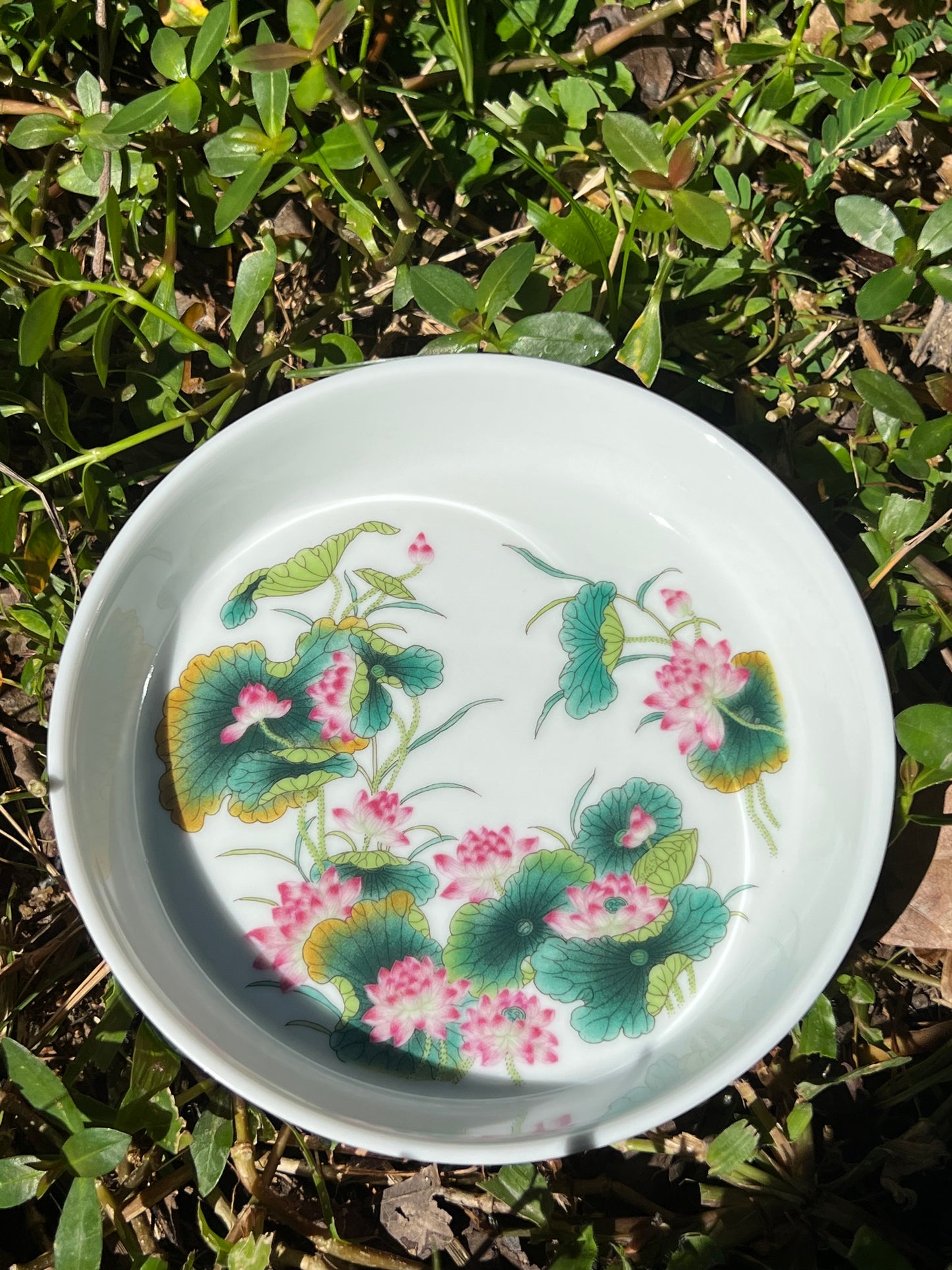 Hand Painted Chinese Enamel Lotus Gaiwan Set Jingdezhen Master Ceramic Artwork