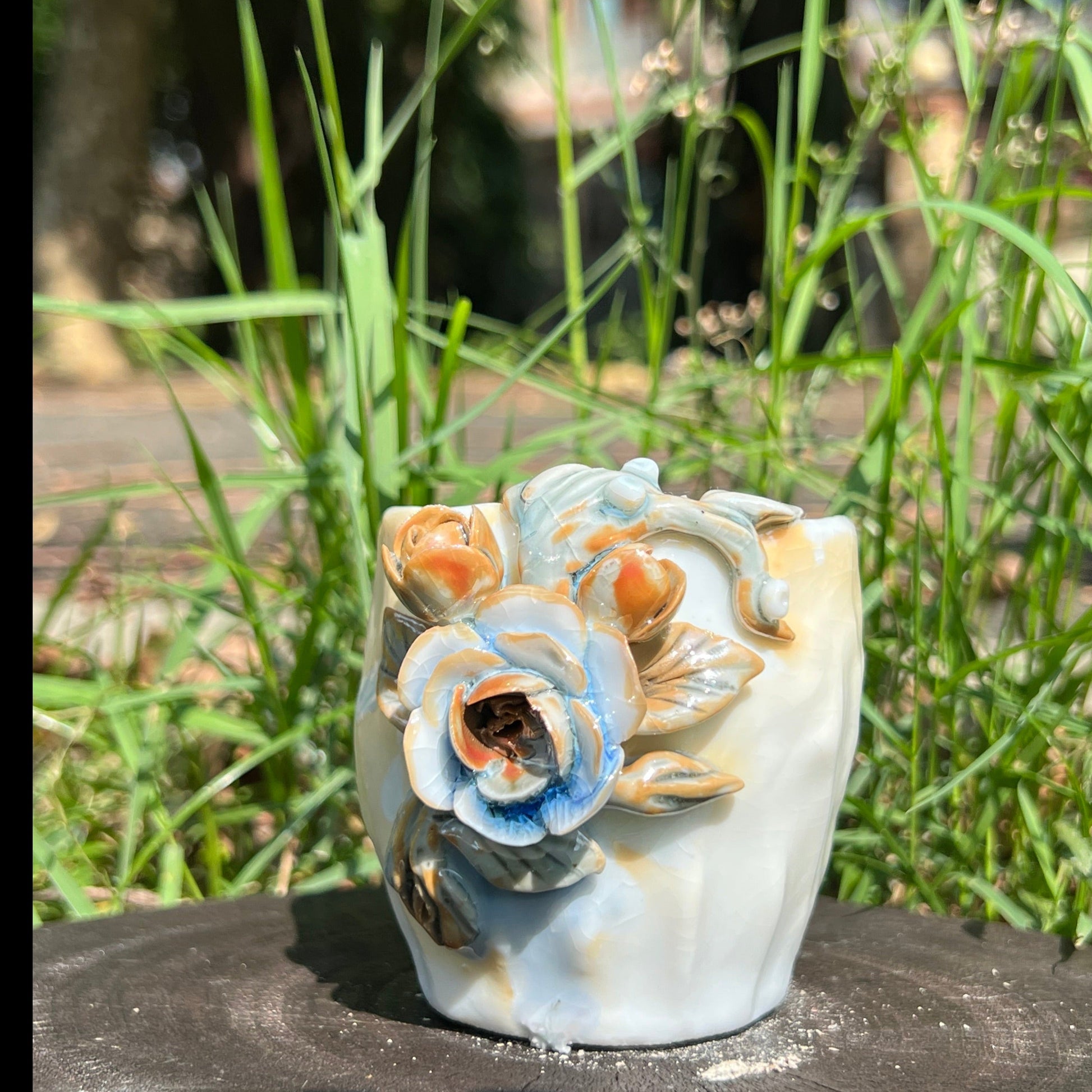 This is a woodfired pottery teacup