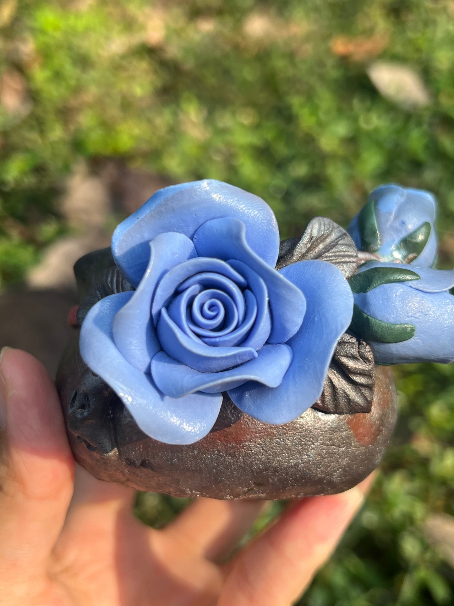 This is a woodfired tietai pottery flower teacup