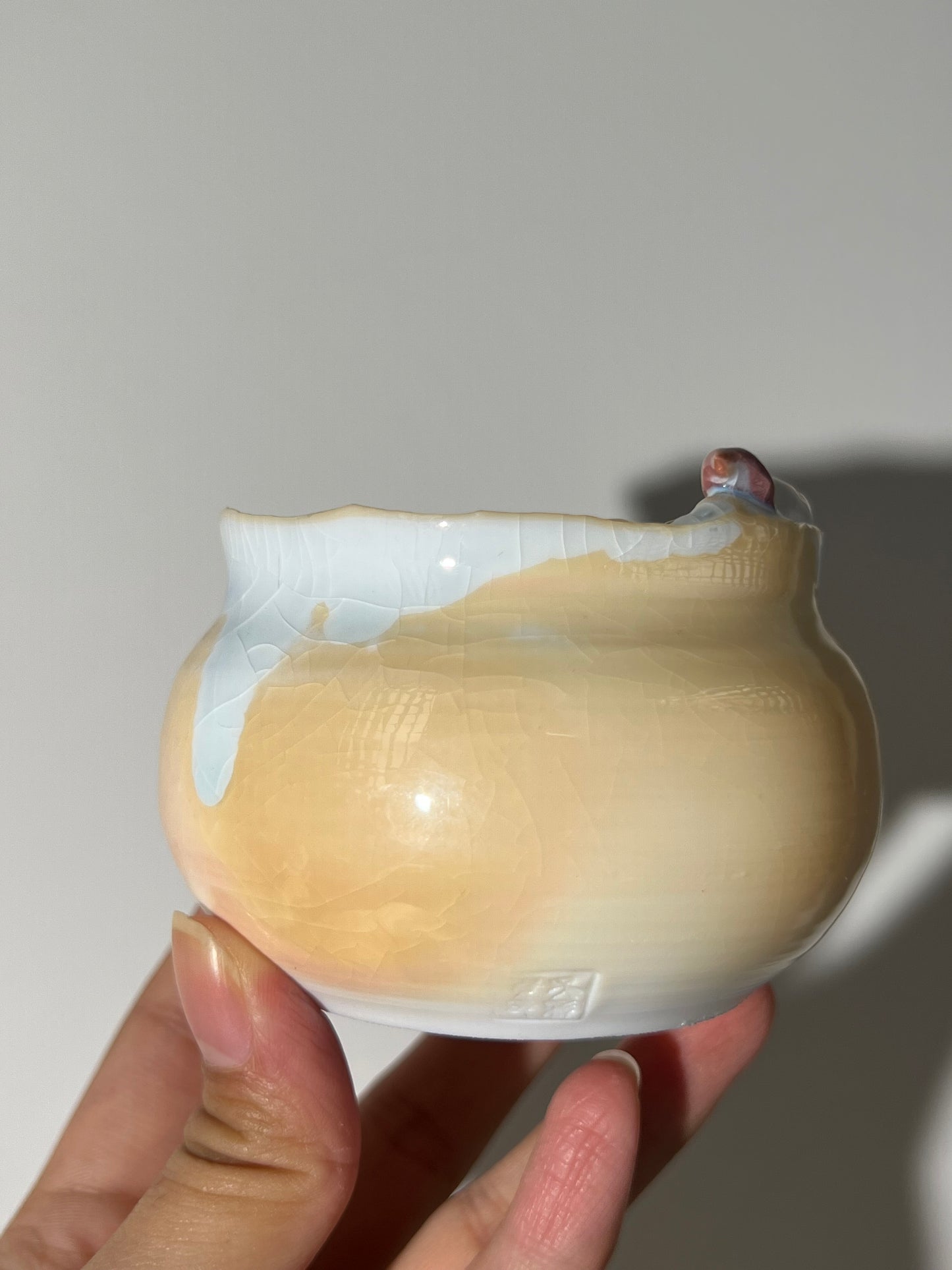 This is a woodfired pottery flower faircup gongdaobei