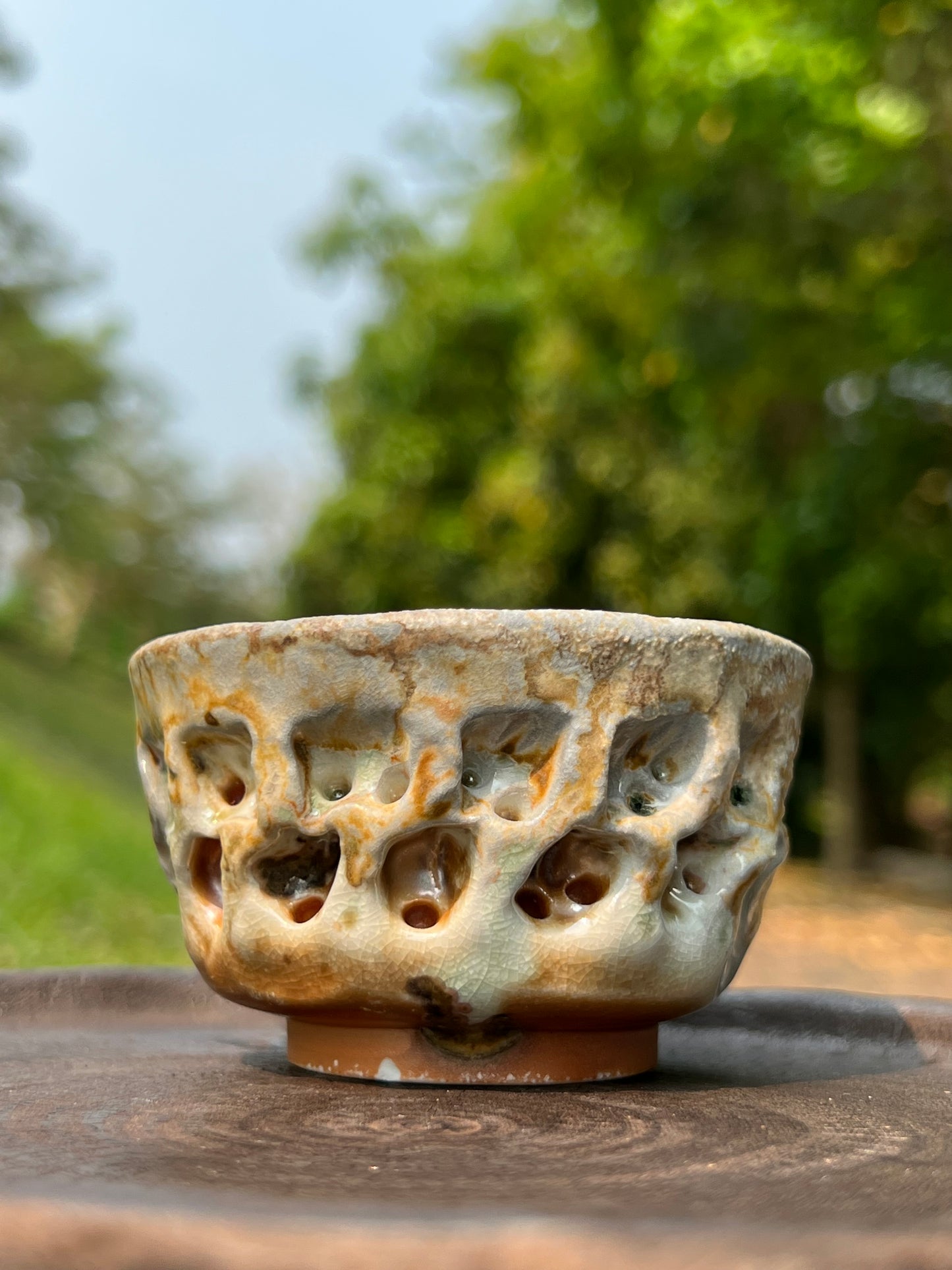 this is a woodfired pottery teacup