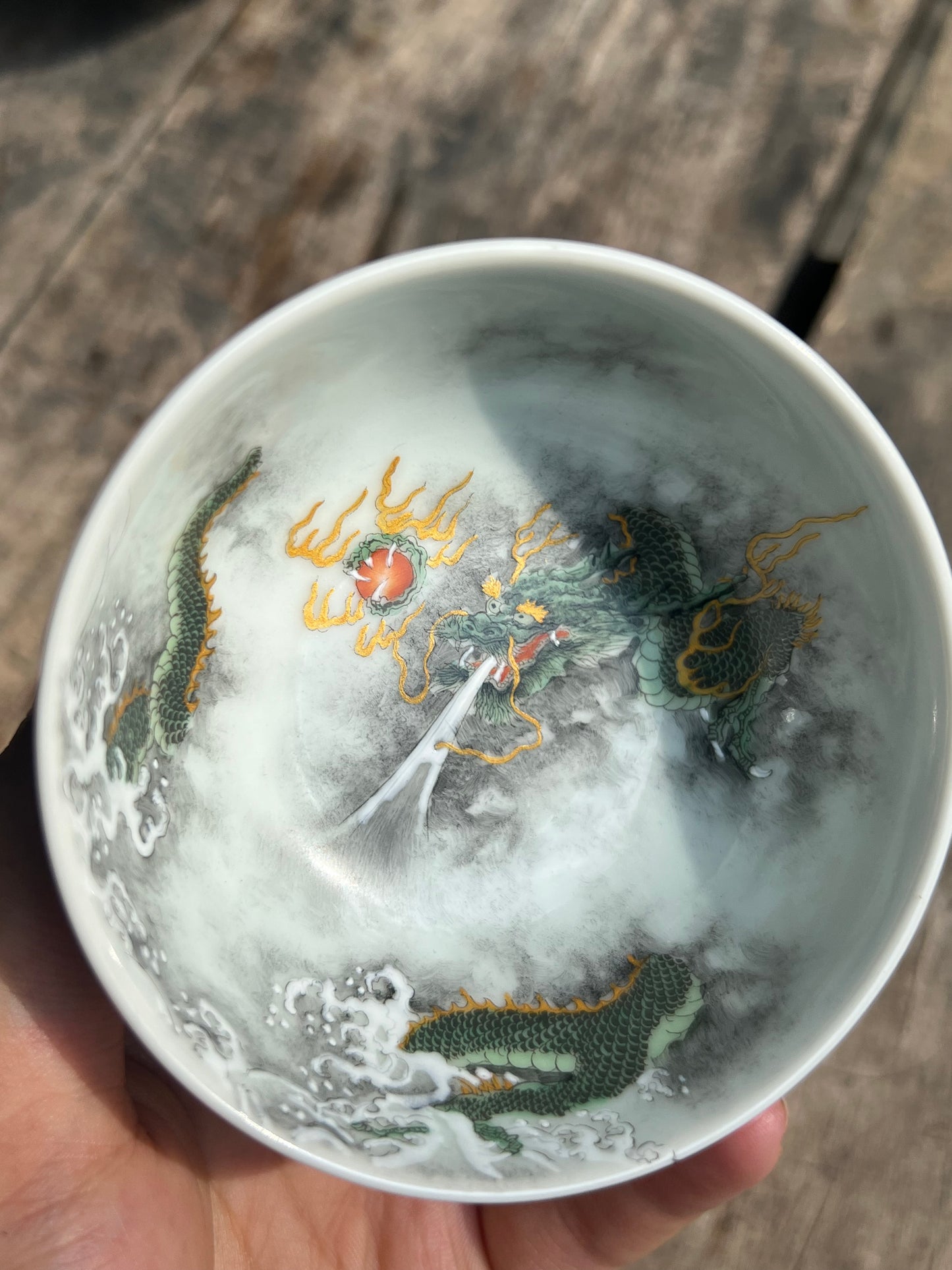 this is a Chinese Jingdezhen ceramic dragon teacup