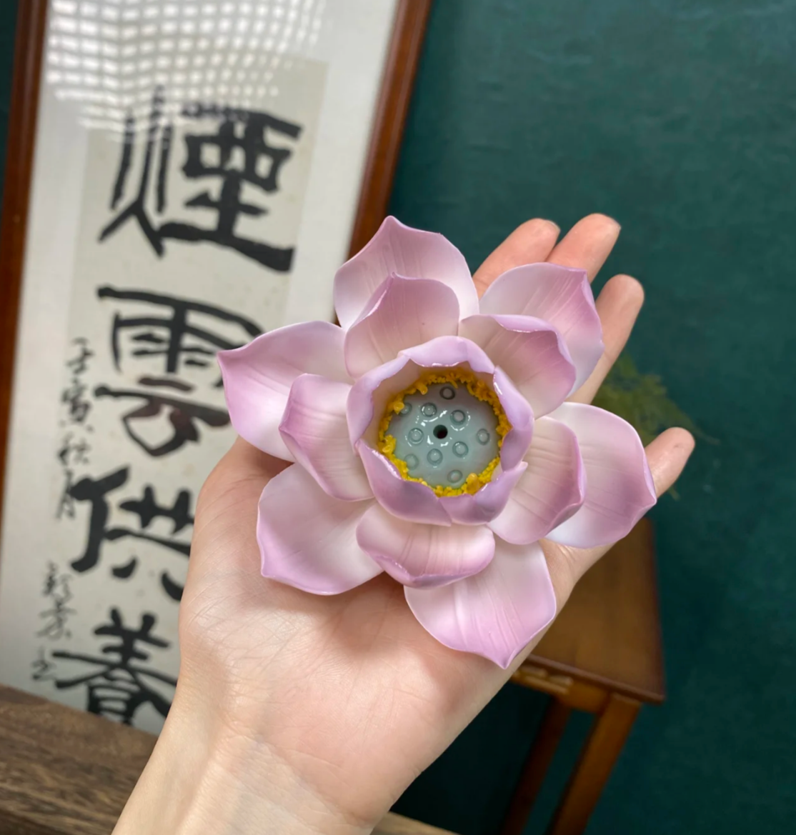 Handcrafted Incense Holder Original Ceramic Pink Lotus Incense Plug