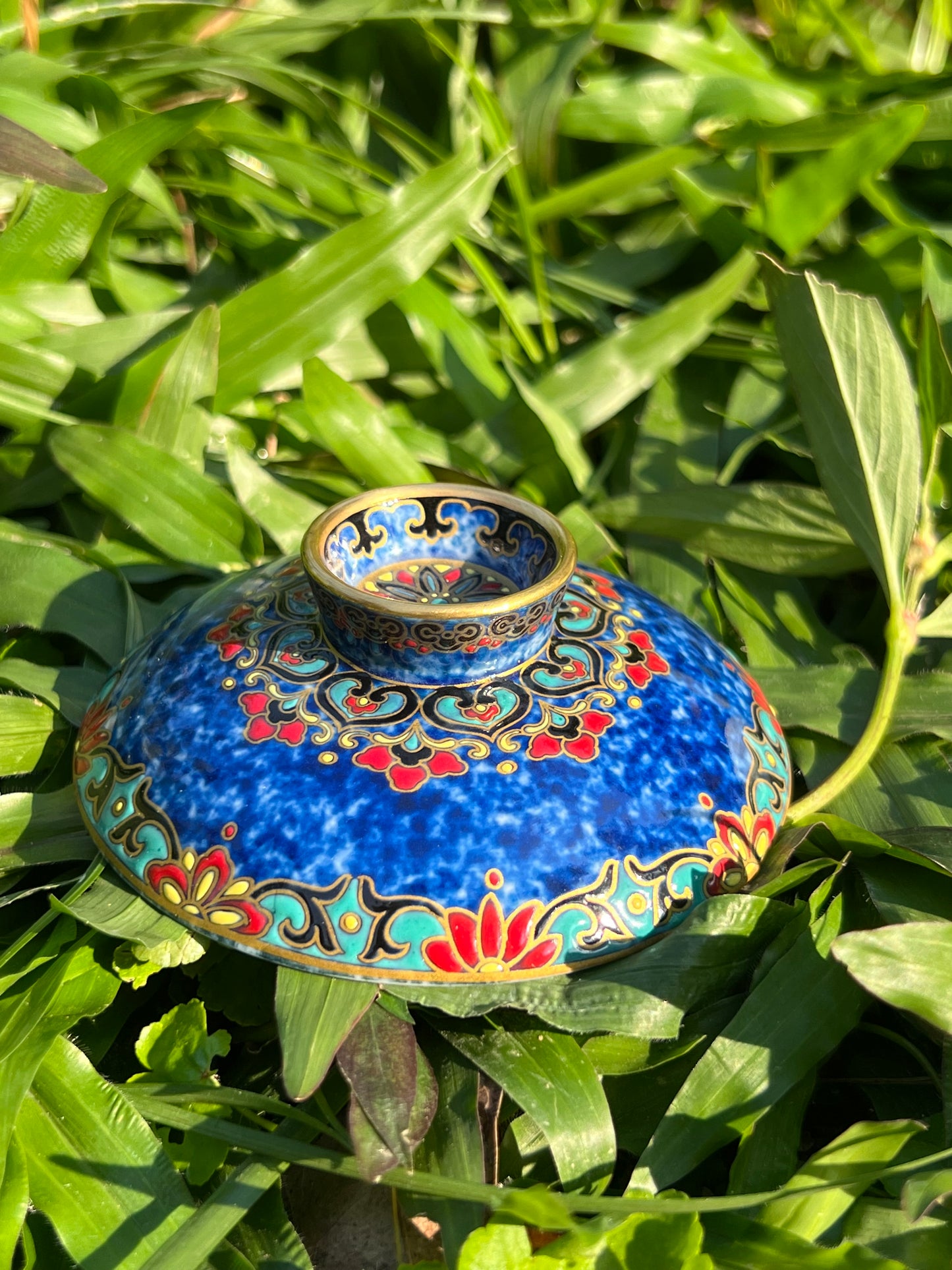 Handcrafted Chinese Hand Painted Chinese Sprinkled Blue Glazed Gaiwan Jingdezhen Mster Ceramic Artwork