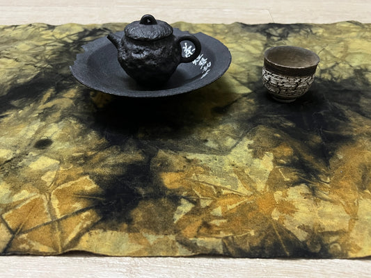 Hand Dyed Tea Table Cloth Plant Dyed Cotton Tea Mat Nature Dye Chabu Chaxi Two Sides