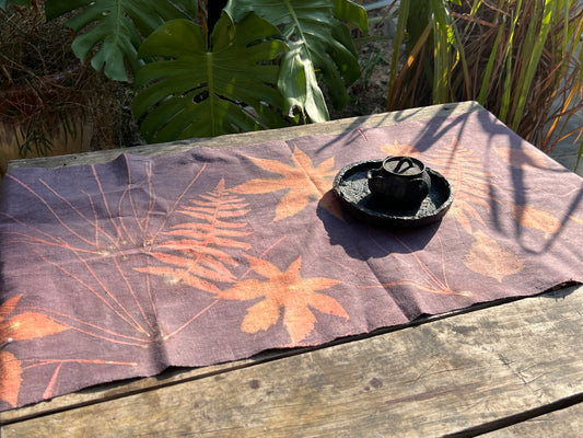 Hand Dyed Purple Tea Table Cloth Natura Plant Dyed Cotton Tea Mat Chabu Chaxi