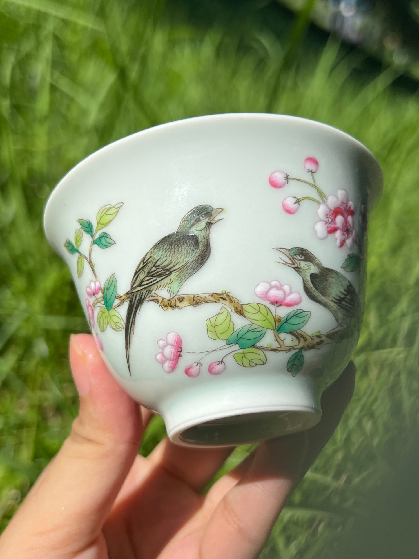 Handcrafted Chinese Handpainted Chinese Flower Bird Famille Rose Tea Tray Tea Boat Jingdezhen Master Ceramic Artwork