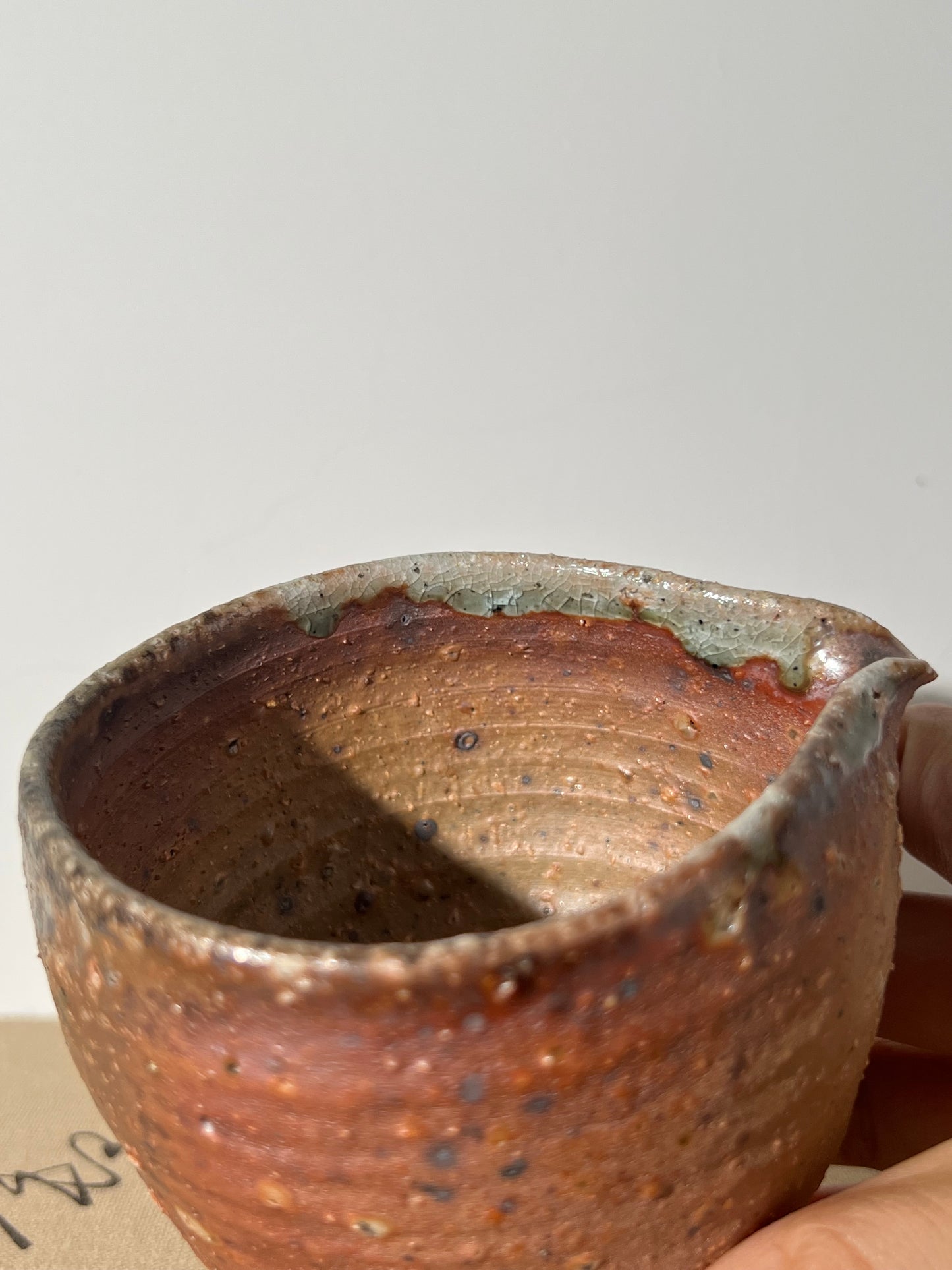 This is a woodfired pottery flower faircup gongdaobei