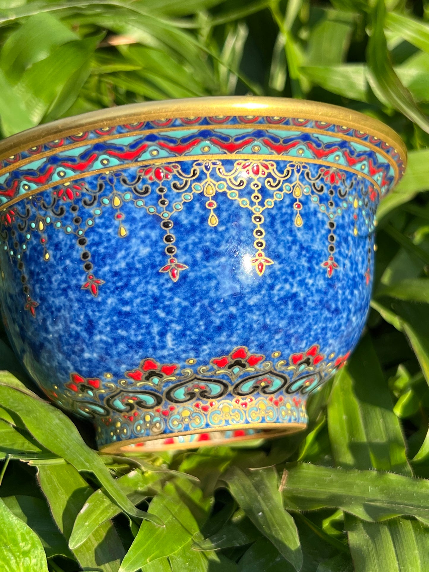 Handcrafted Chinese Hand Painted Chinese Sprinkled Blue Glazed Gaiwan Jingdezhen Mster Ceramic Artwork