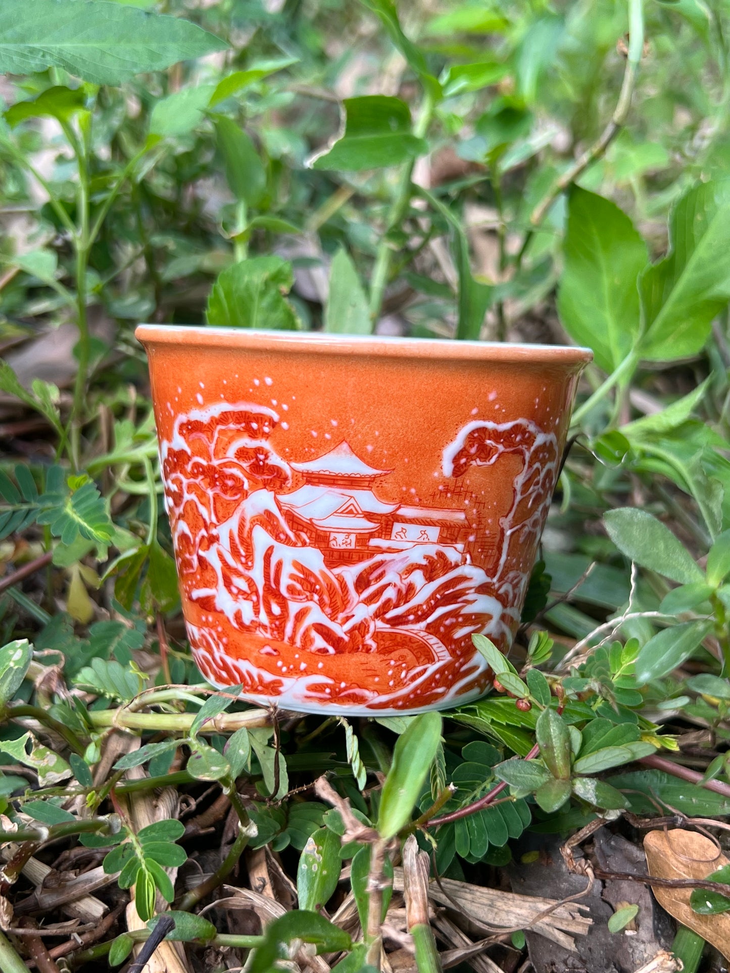 This is Chinese Jingdezhen alum red teacup. This is a ceramic teacup