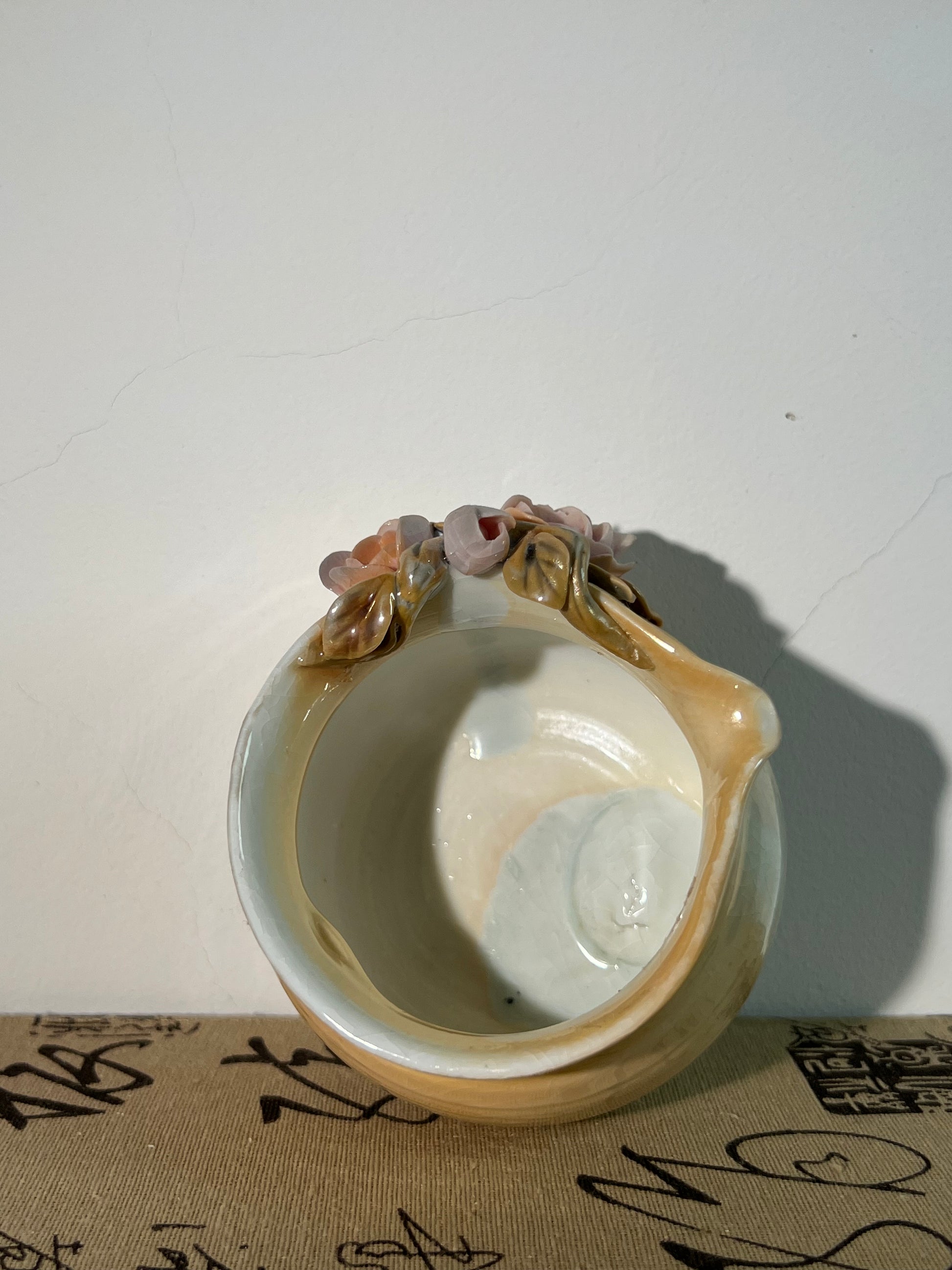 This is a woodfired pottery flower faircup gongdaobei