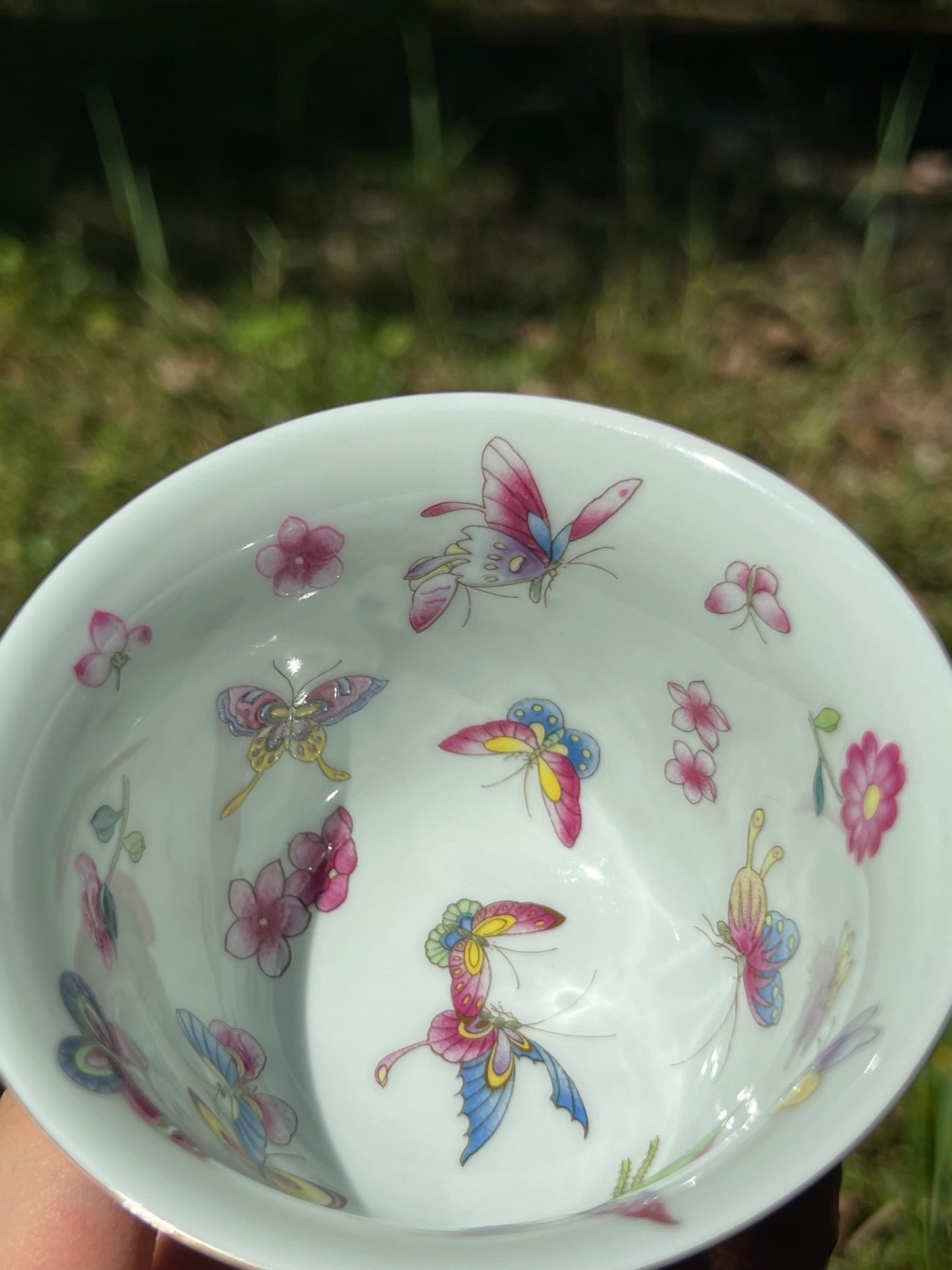 Hand Painted Chinese Butterfly Gaiwan Jingdezhen Master Ceramic Artwork