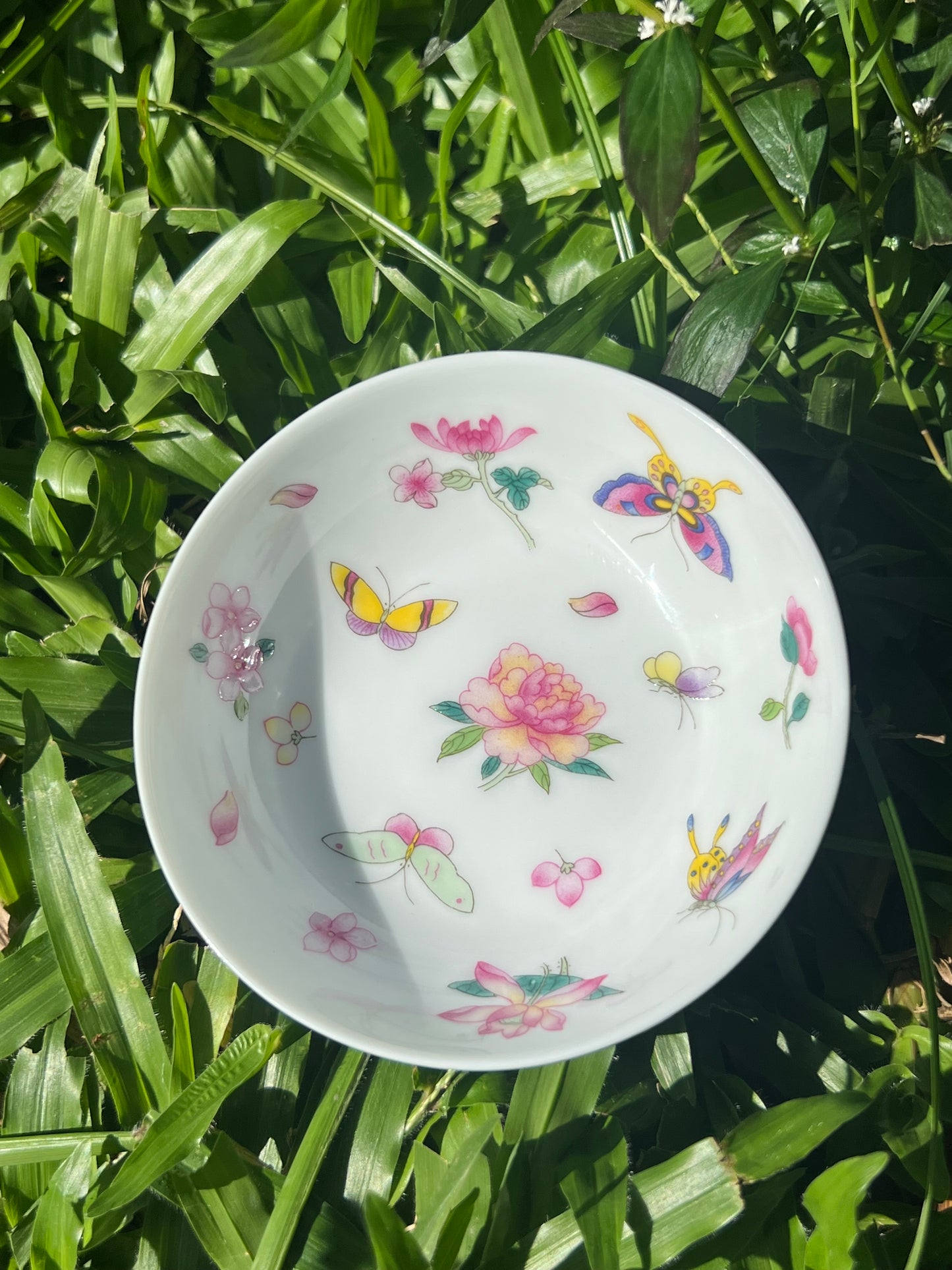 Handpainted Chinese Flowers Butterfly Enamel Teacup Jingdezhen Master Ceramic Artwork