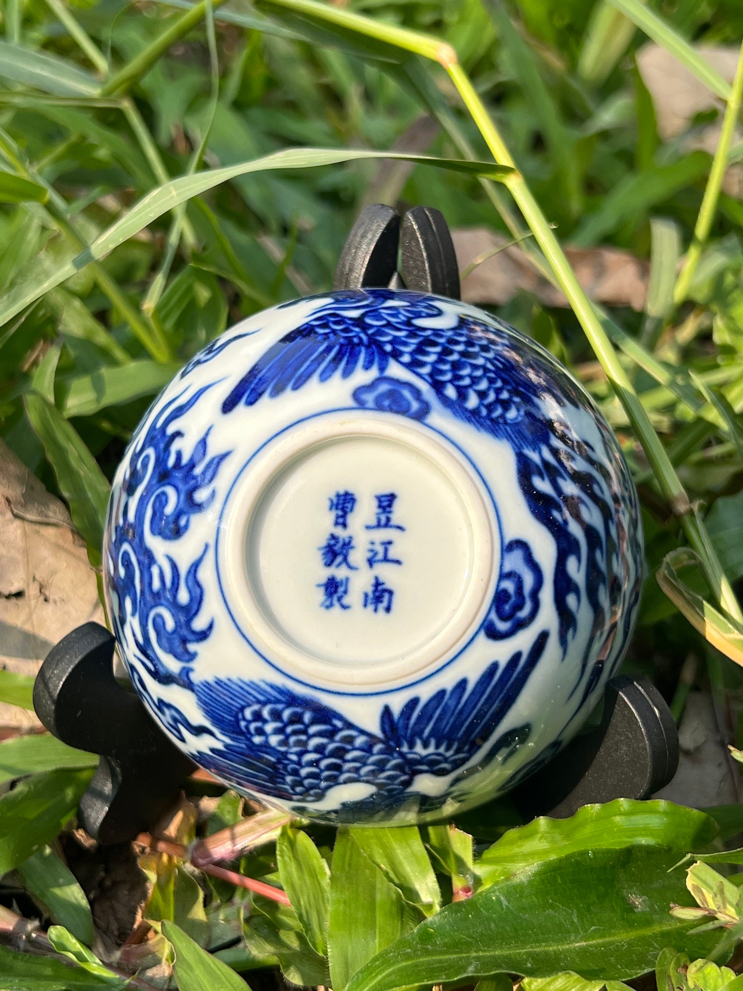 Hand Painted Chinese Phoenix Gaiwan Blue and White Porcelain Teaware Jingdezhen Master Ceramic Artwork