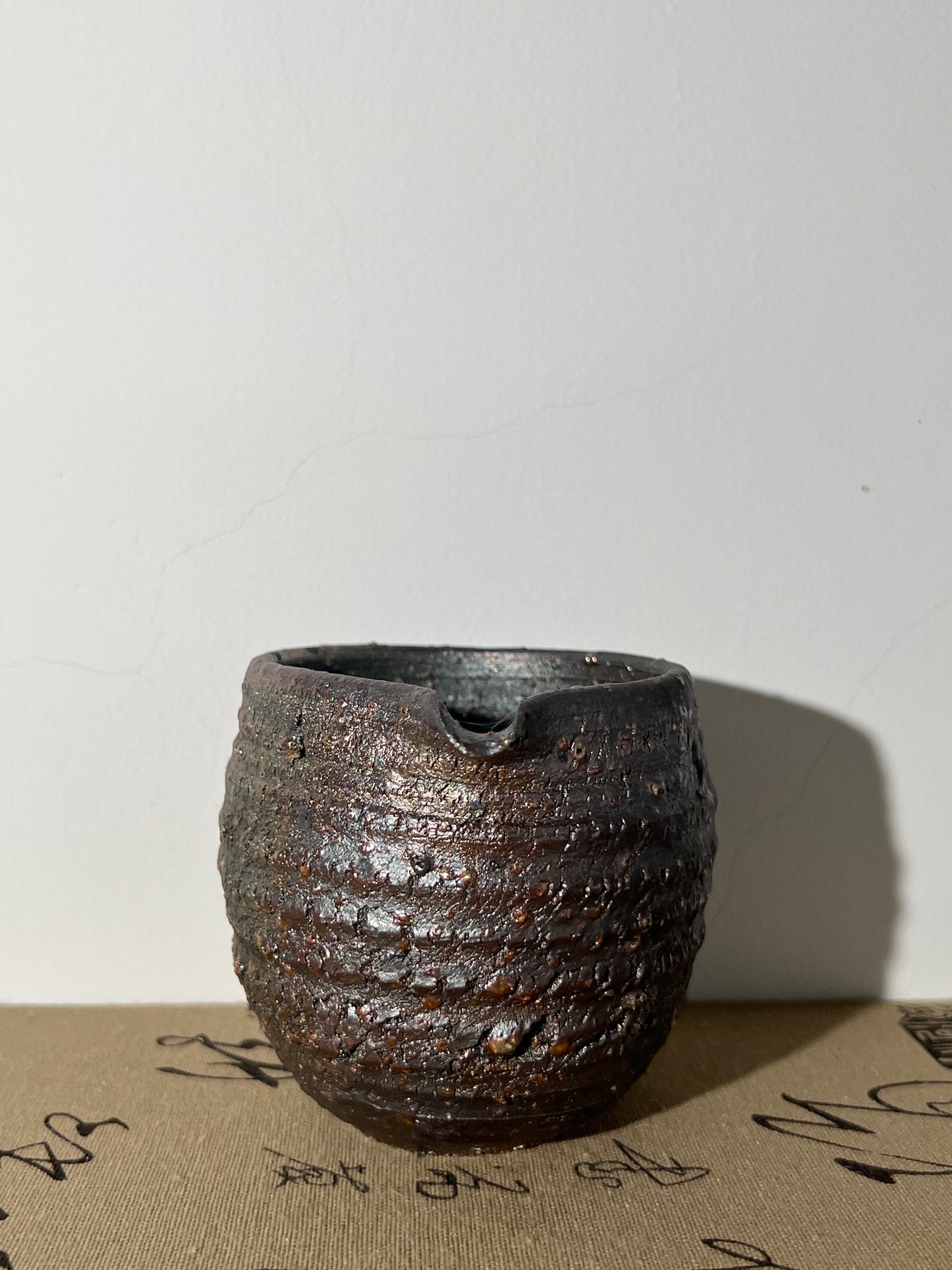 This is a woodfired tietai pottery faircup gongdaobei