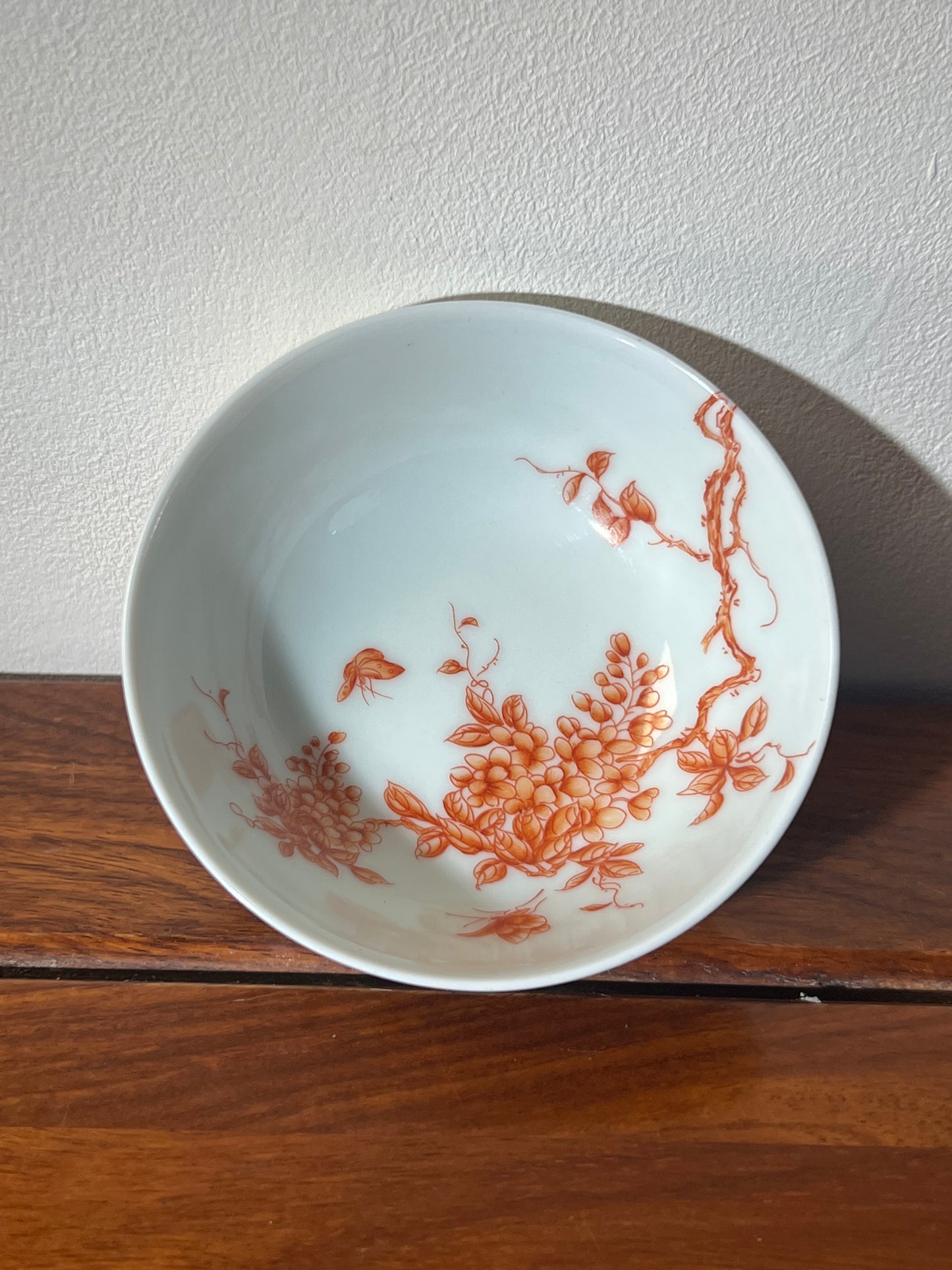 Hand Painted Chinese Peony Flower Alum Red Teacup Orange Red Teacup Jingdezhen Master Ceramic Artwork