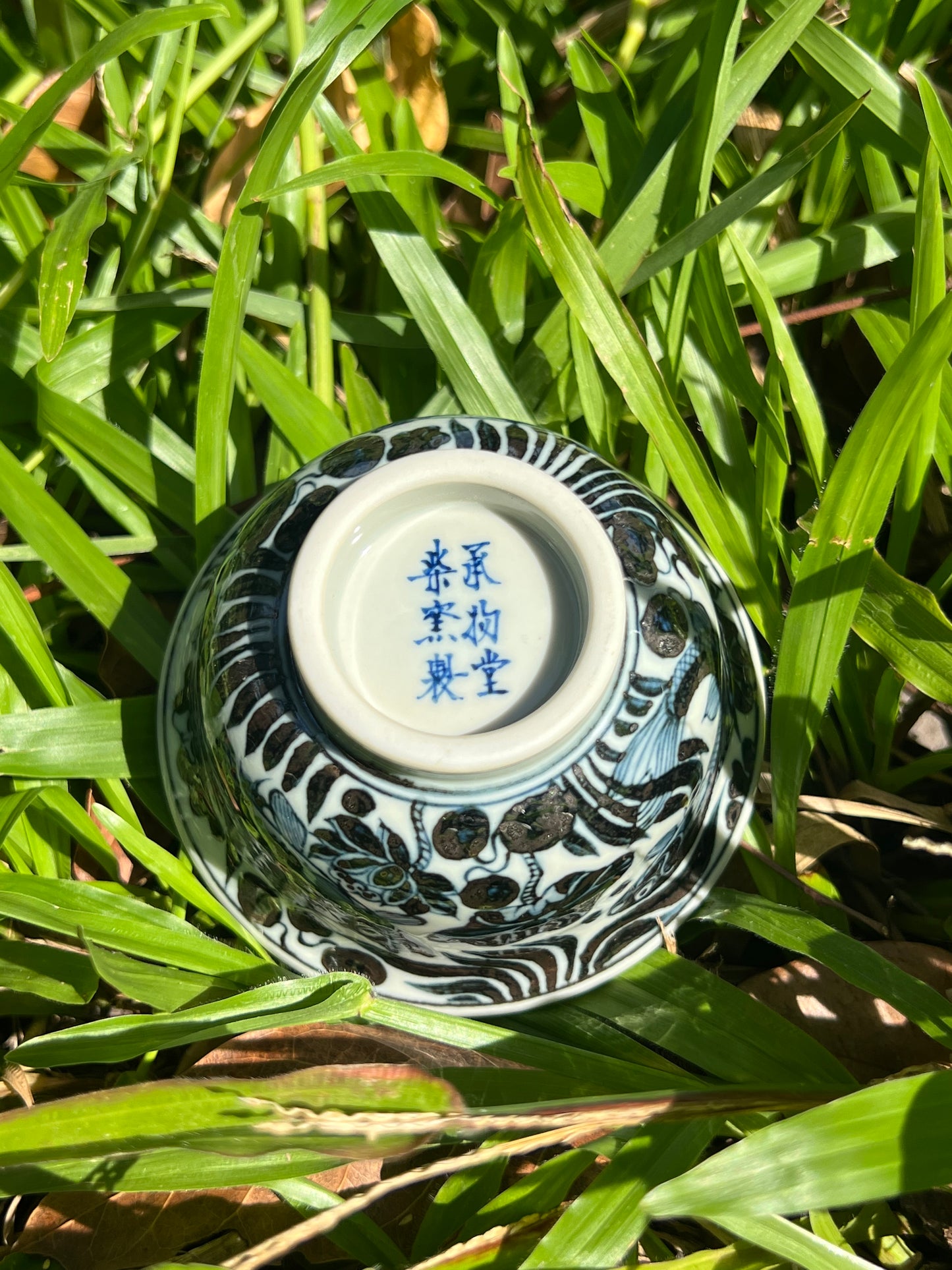 Hand Painted Chinese Antique Yuan Dynasty Blue and White Porcelain Fish and Algae Pattern Gaiwan Set Jingdezhen Master Ceramic Artwork