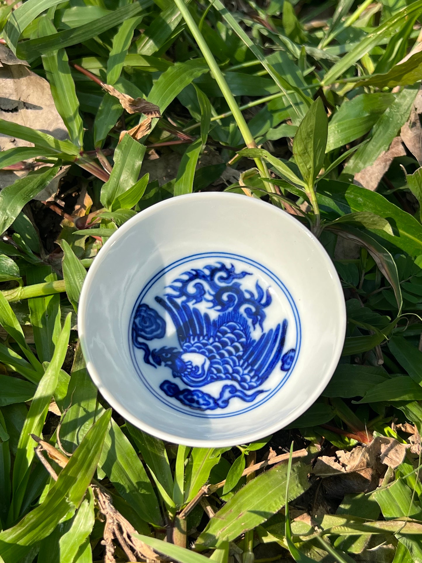 Hand Painted Chinese Phoenix Gaiwan Blue and White Porcelain Teaware Jingdezhen Master Ceramic Artwork