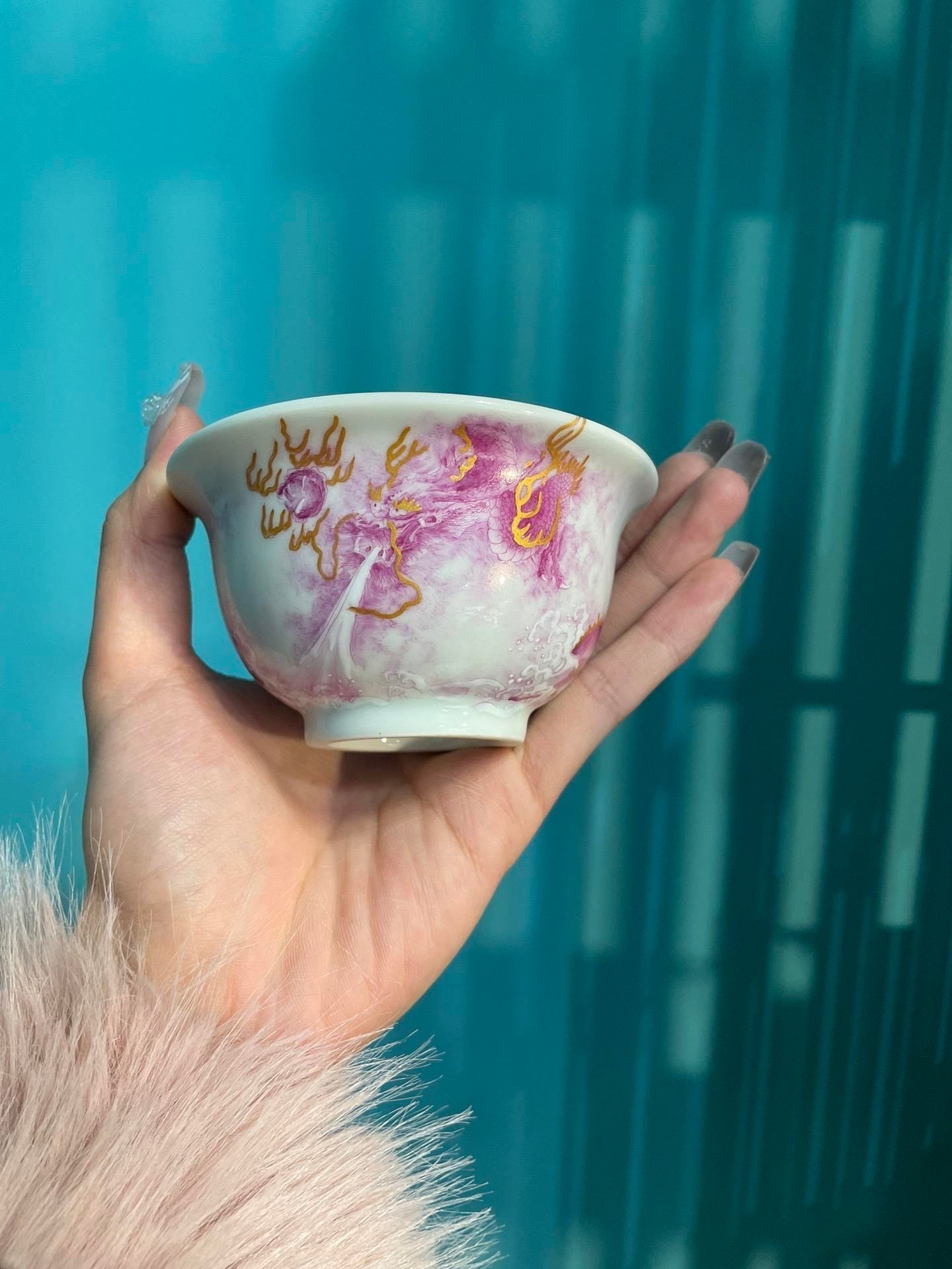 this is a Chinese Jingdezhen ceramic dragon teacup