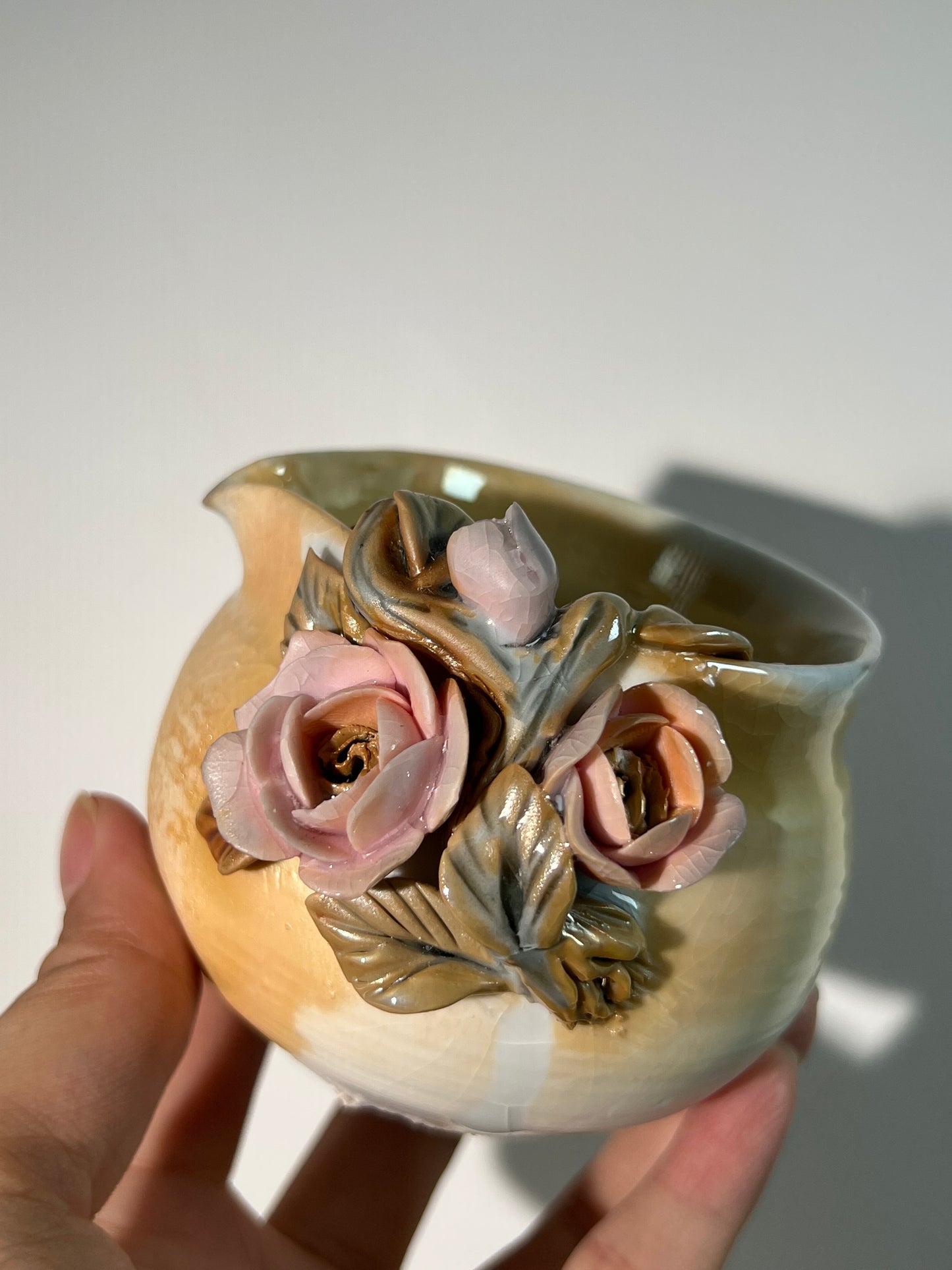 This is a woodfired pottery flower faircup gongdaobei