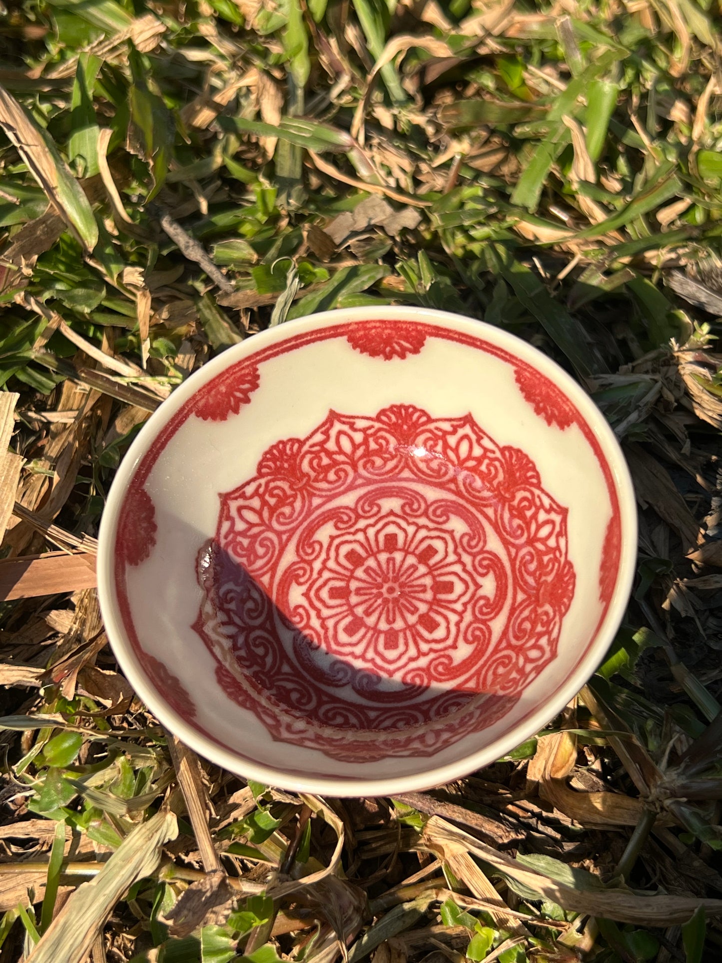 Hand Painted Chinese Baoxiang Flower Pattern Teacup Underglaze Red Teacup Jingdezhen Master Ceramic Teacup