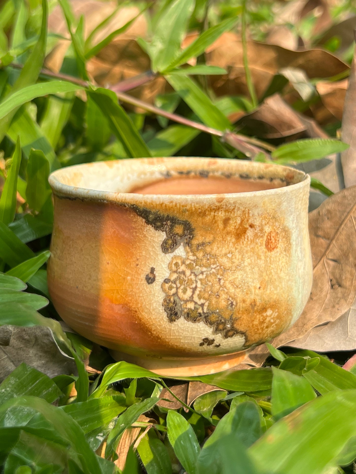 This is a woodfired pottery teacup