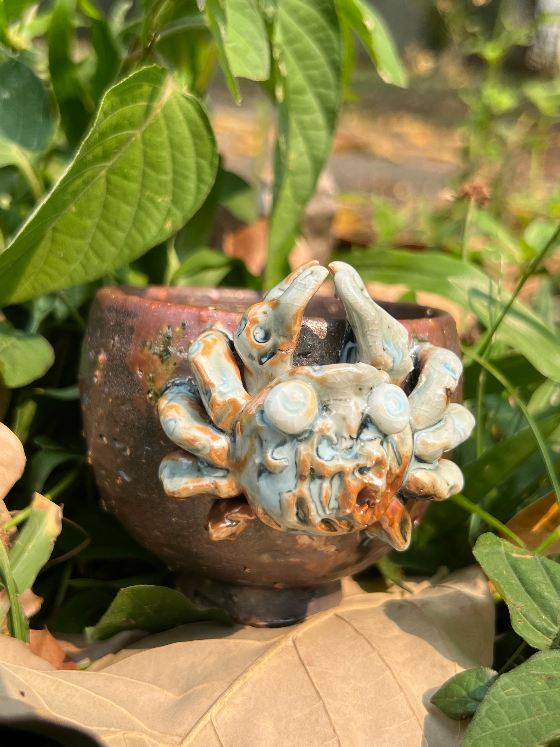 This is a woodfired pottery teacup