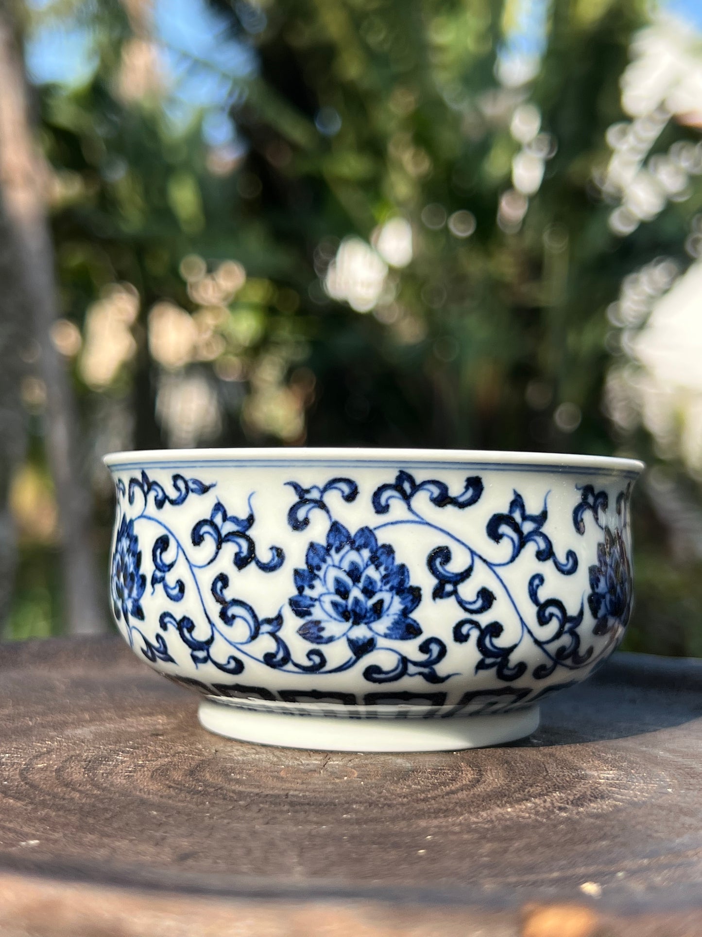 Hand Painted Chinese Blue and White Porcelain Lotus Of Twined Stems Teacup Jingdezhen Master Ceramic Artwork