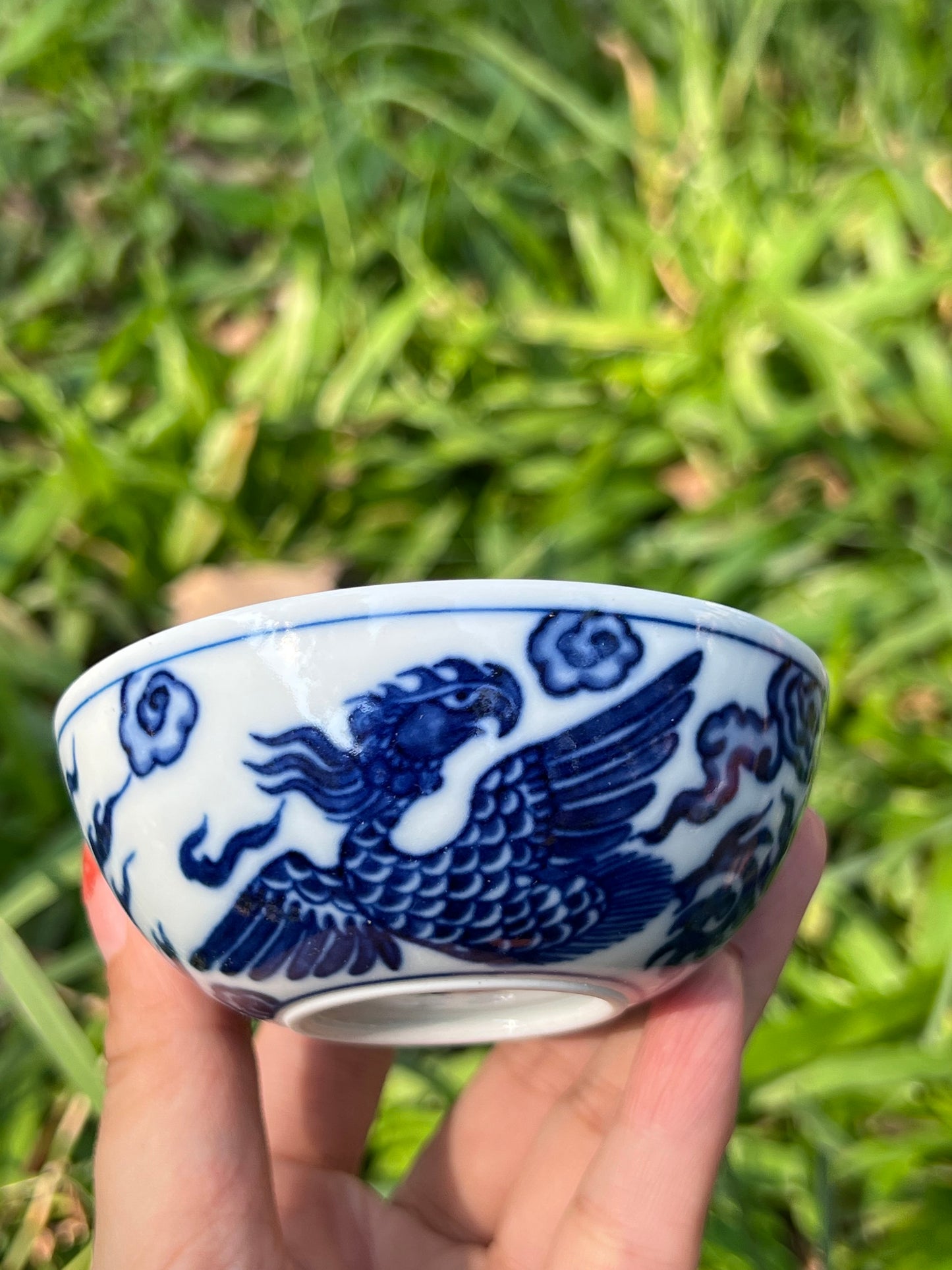 Hand Painted Chinese Phoenix Gaiwan Blue and White Porcelain Teaware Jingdezhen Master Ceramic Artwork