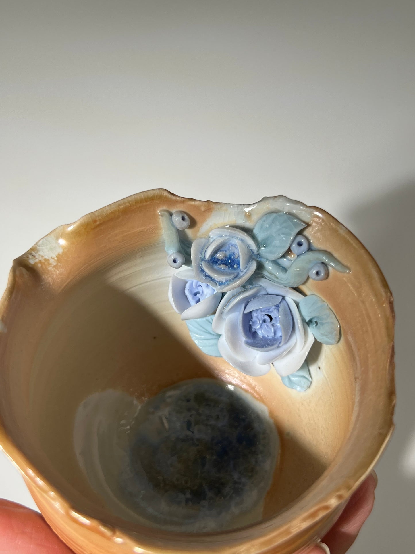 This is a woodfired pottery flower faircup gongdaobei