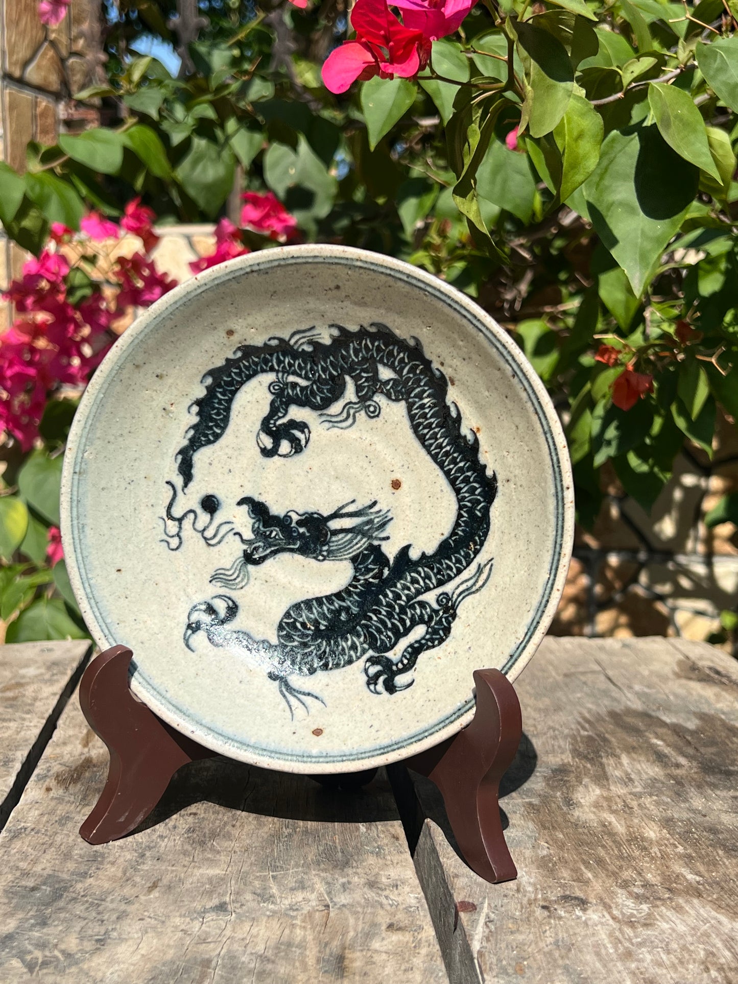 Chinese Handpainted Chinese Dragon Blue and White Pottery Jingdezhen Tea tray Teapot Holder Master Pottery Artwork