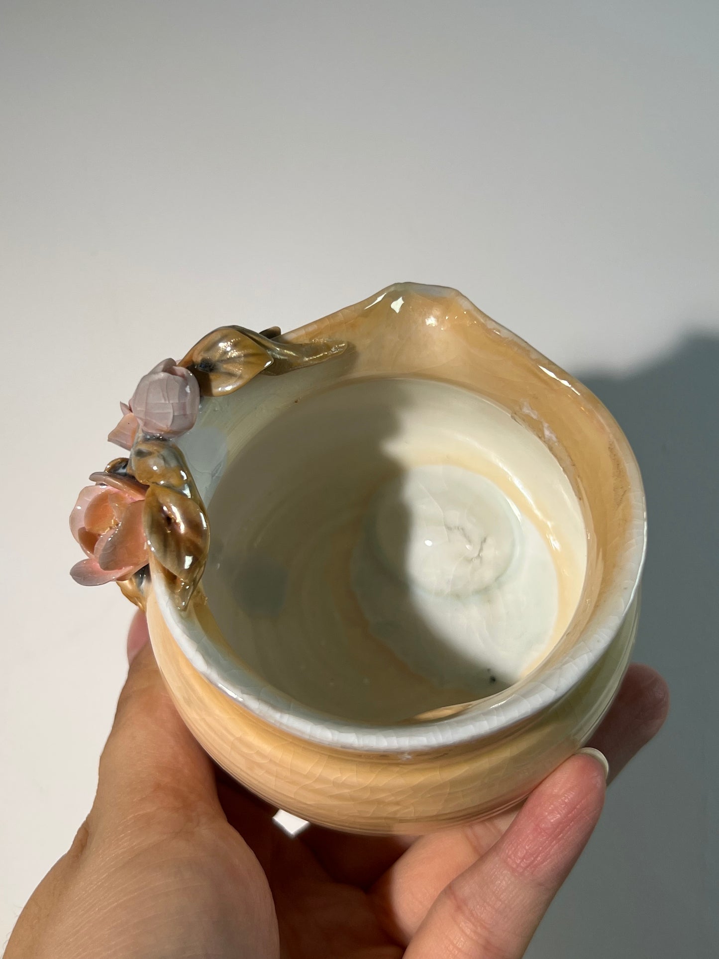 This is a woodfired pottery flower faircup gongdaobei