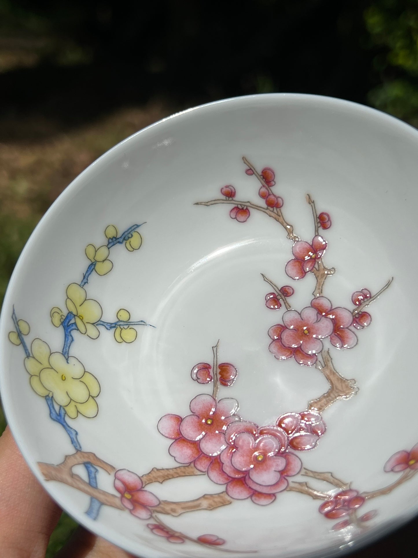 Hand Painted Chinese Enamel Plum Flower Teacup Jingdezhen Master Ceramic Artwork