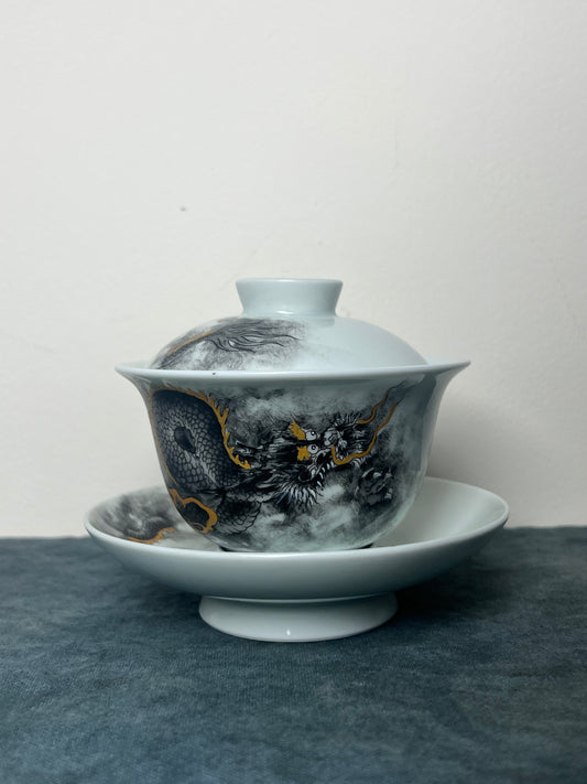 Hand Painted Chinese Black Dragon Jingdezhen Master Ceramic Artwork