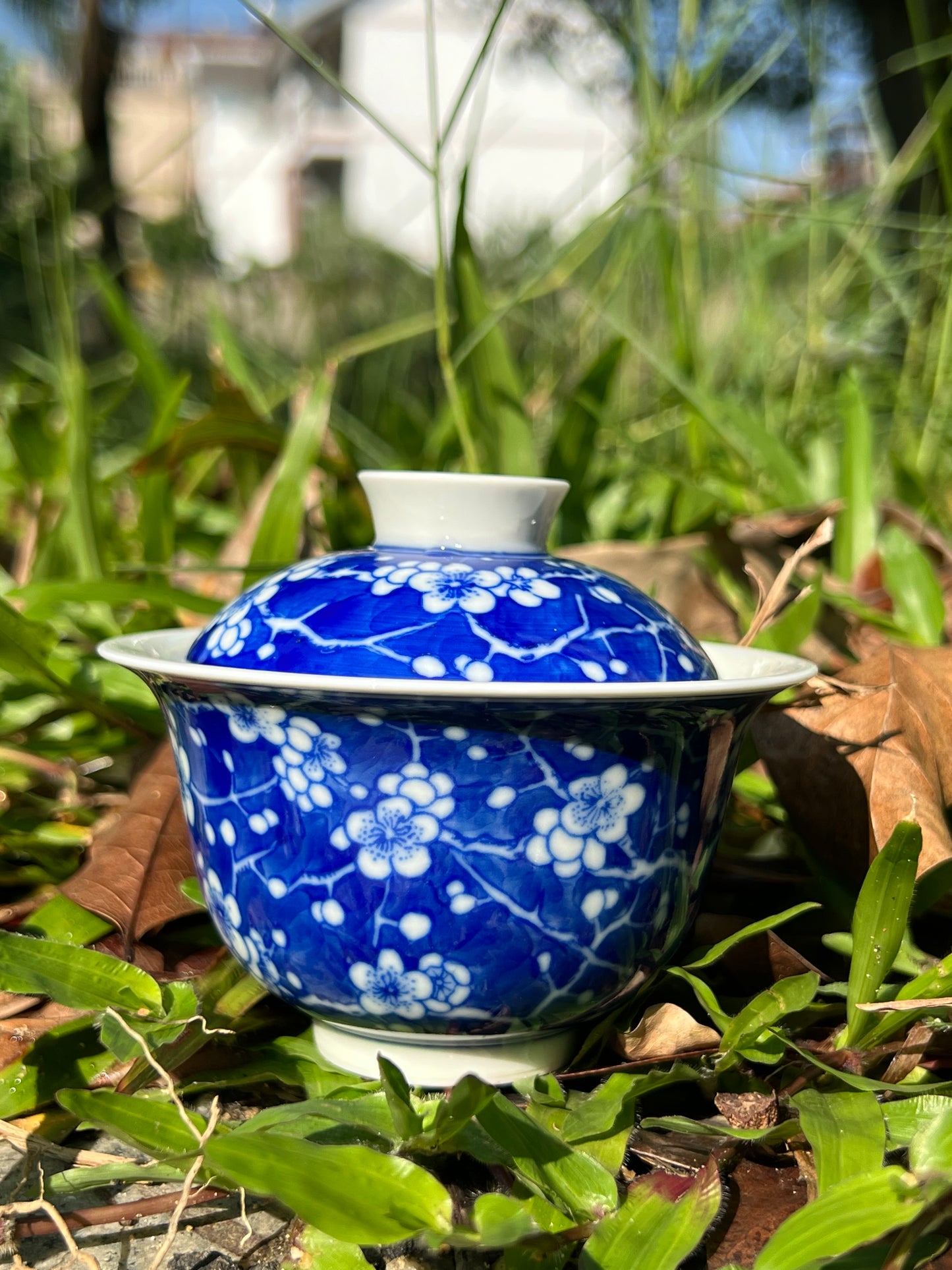 Hand Painted Chinese Blue and White Porcelain Tea Tray Ice Plum Flower Pattern Jingdezhen Master Ceramic Artwork