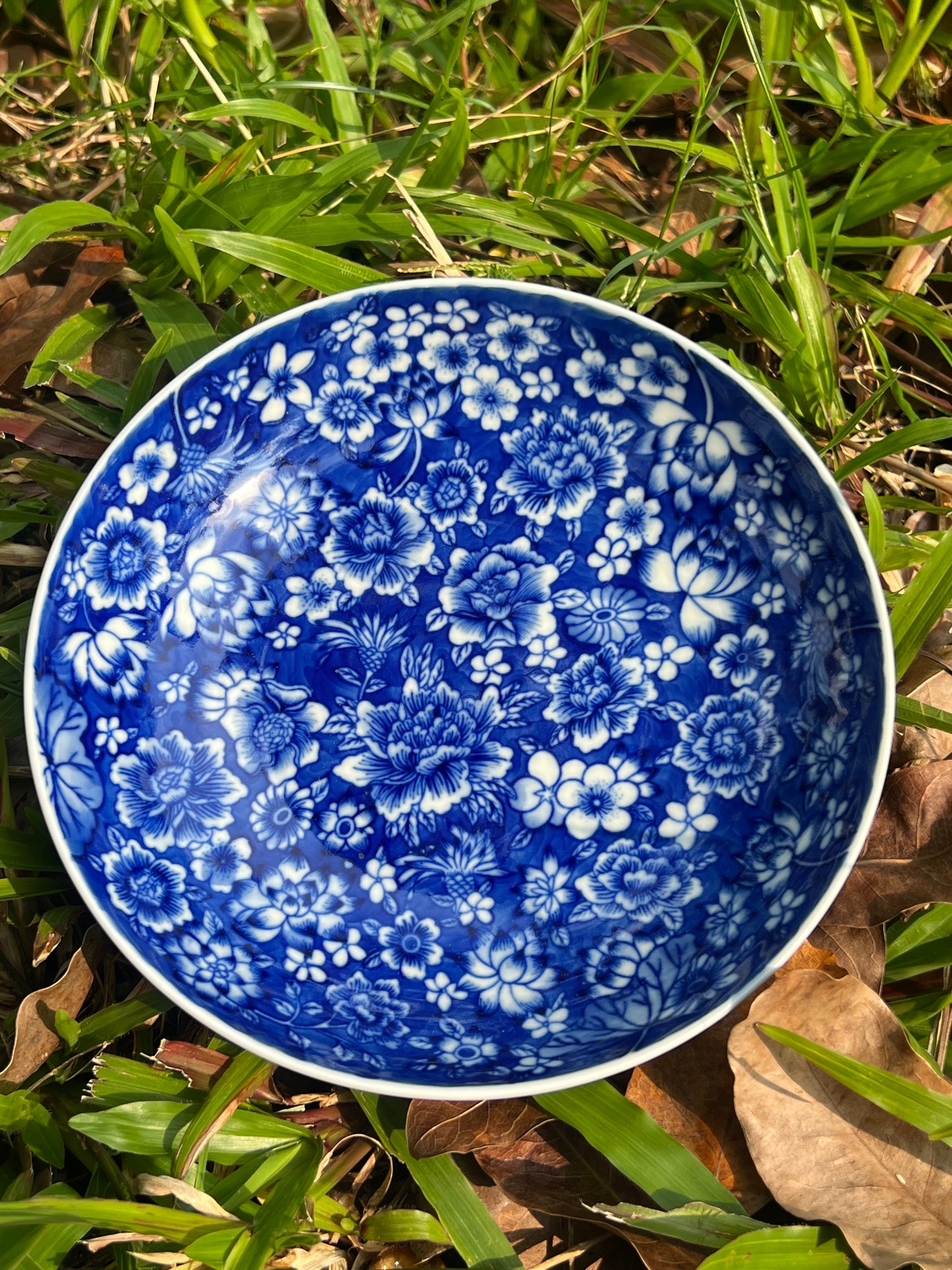 Hand Painted Chinese Blue and White Porcelain Tea Tray Tea Boat Ten Thousands Of Flowers Pattern Jingdezhen Teapot Holder Master Ceramic Artwork