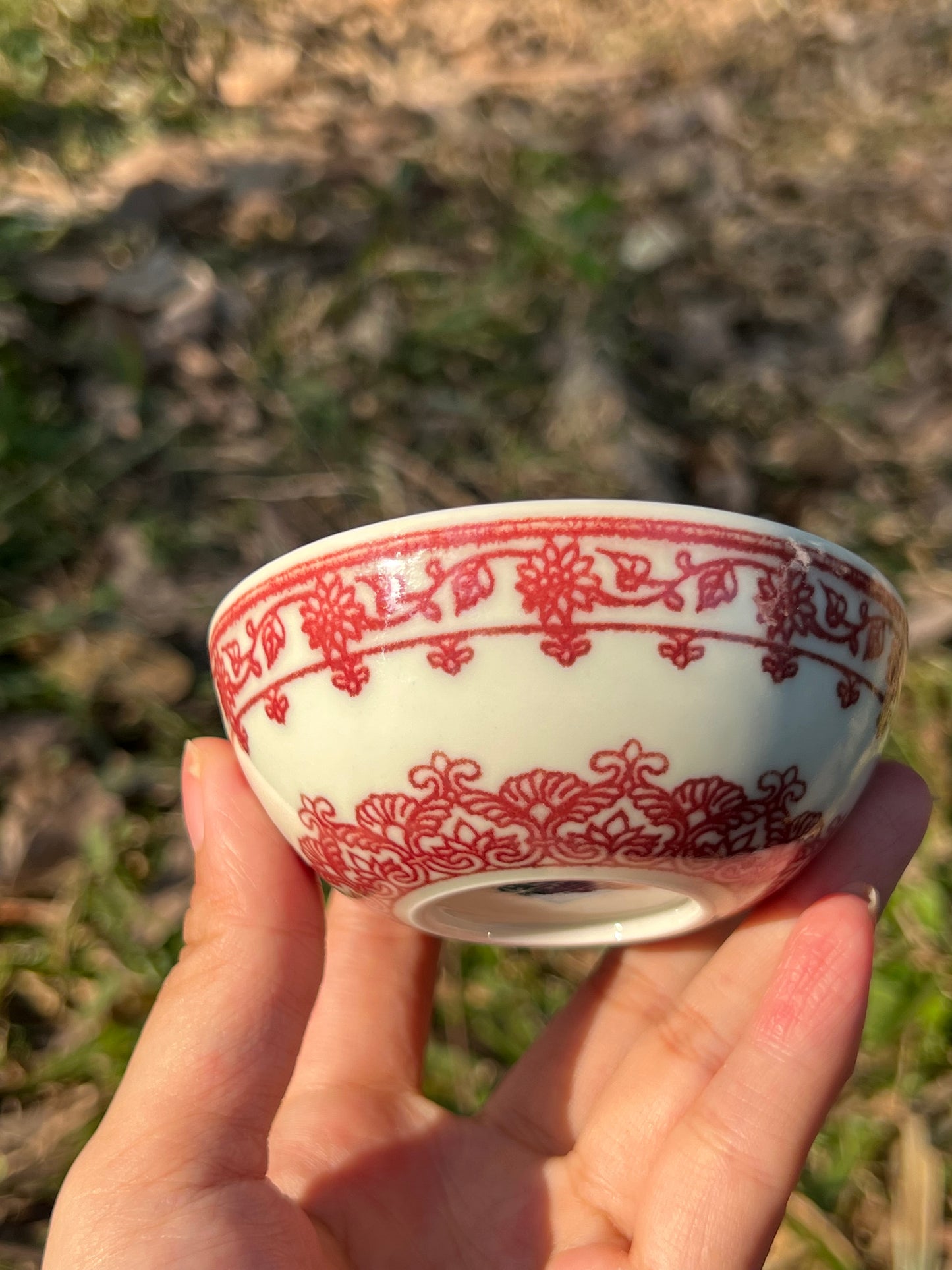 Hand Painted Chinese Baoxiang Flower Pattern Teacup Underglaze Red Teacup Jingdezhen Master Ceramic Teacup