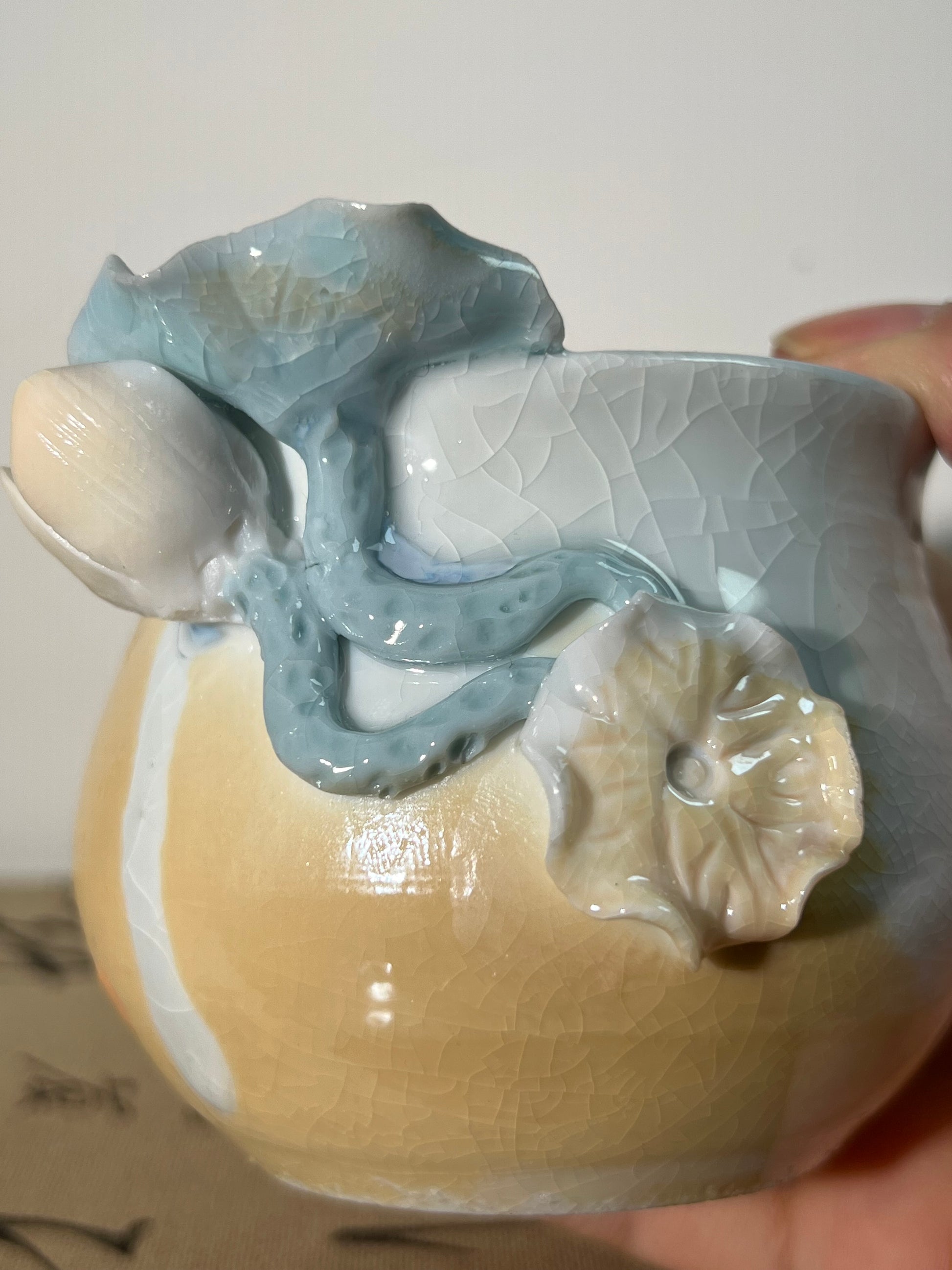 This is a woodfired pottery flower faircup gongdaobei