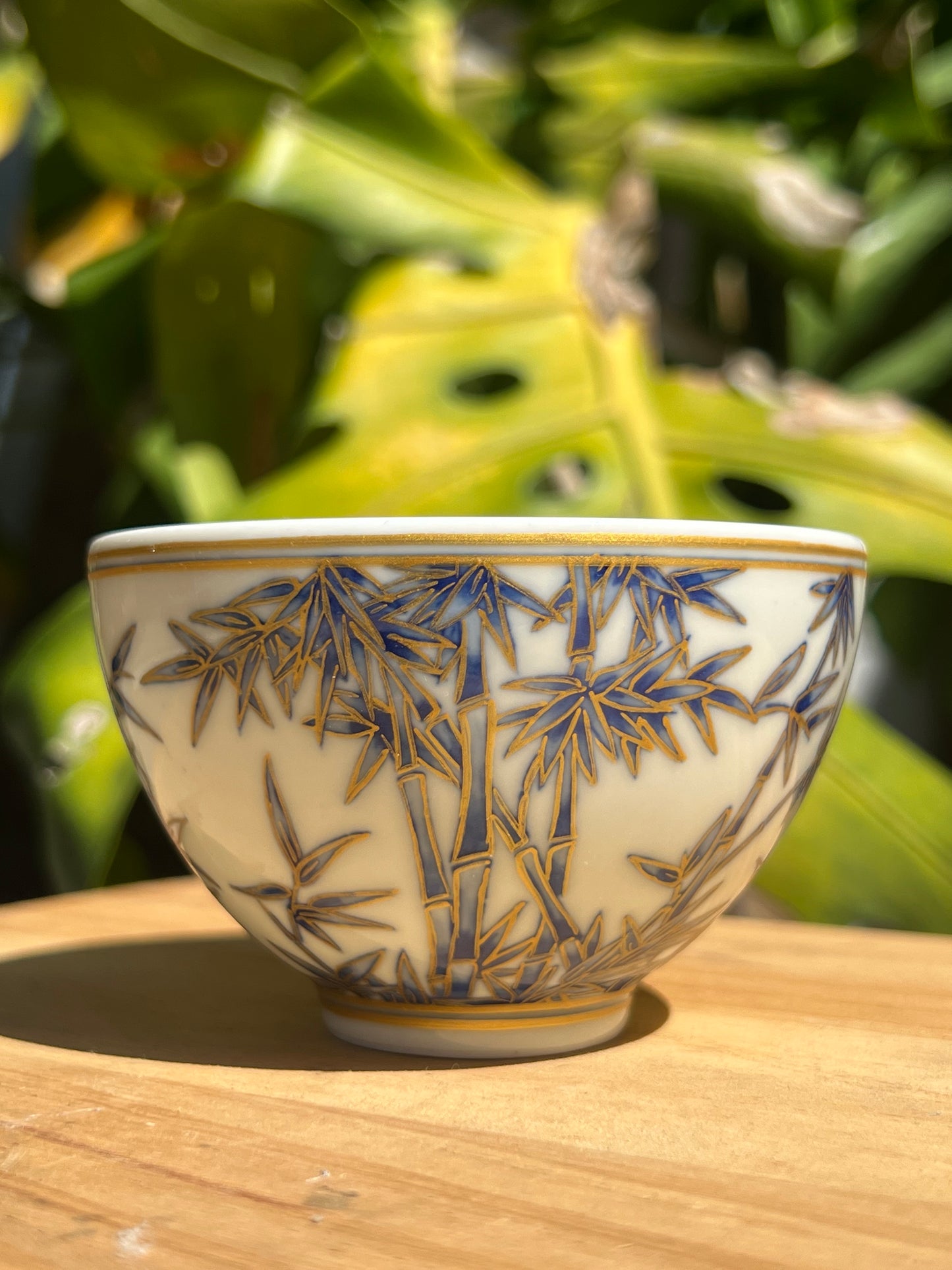 This is a Chinese Jingdezhen blue and white porcelain bamboo teacup