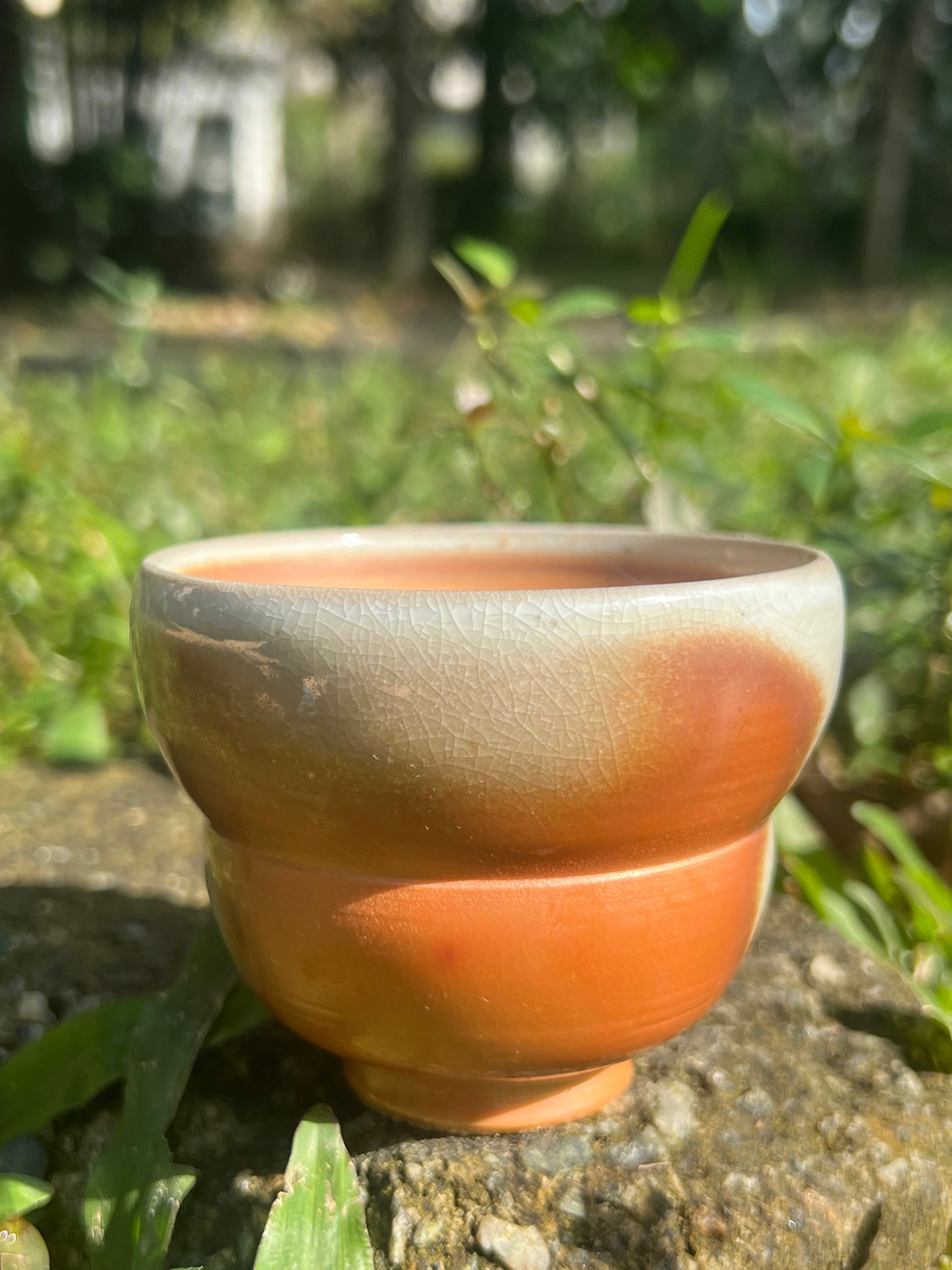 This is a woodfired pottery teacup