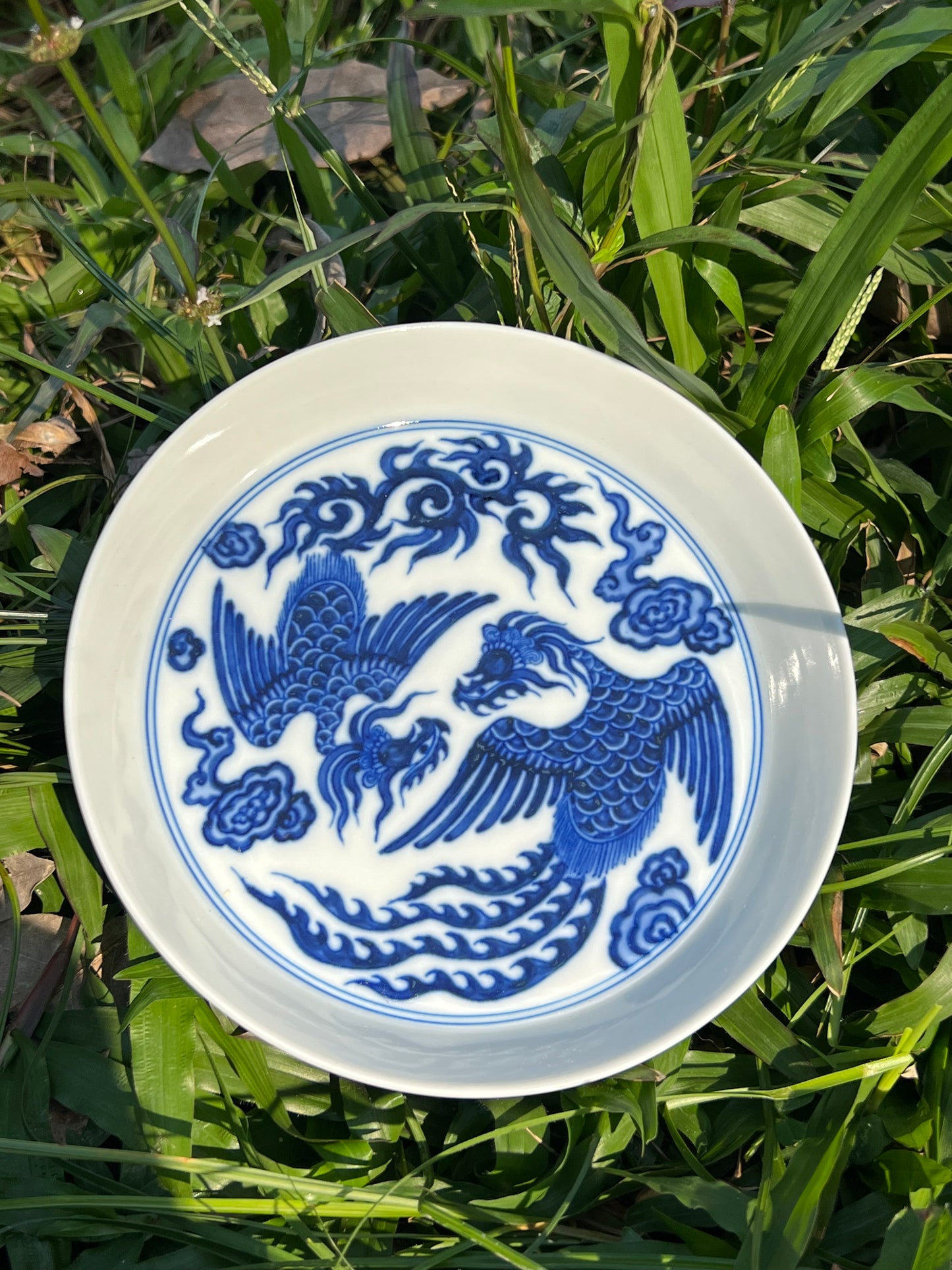 Hand Painted Chinese Phoenix Gaiwan Blue and White Porcelain Teaware Jingdezhen Master Ceramic Artwork