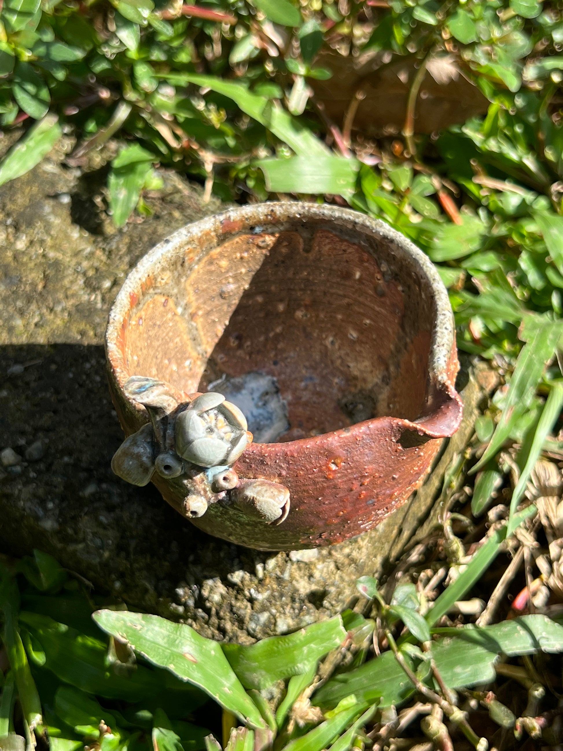 This is a woodfired pottery flower faircup gongdaobei