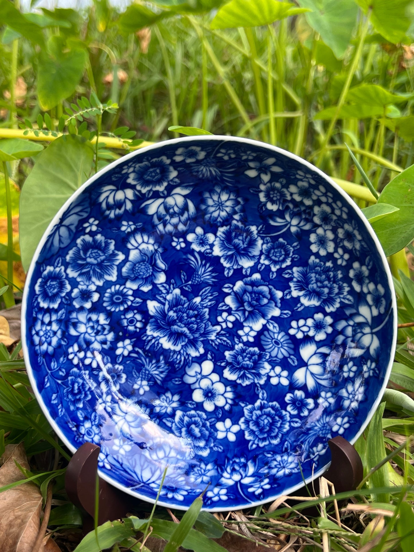 Hand Painted Chinese Blue and White Porcelain Tea Tray Tea Boat Ten Thousands Of Flowers Pattern Jingdezhen Teapot Holder Master Ceramic Artwork