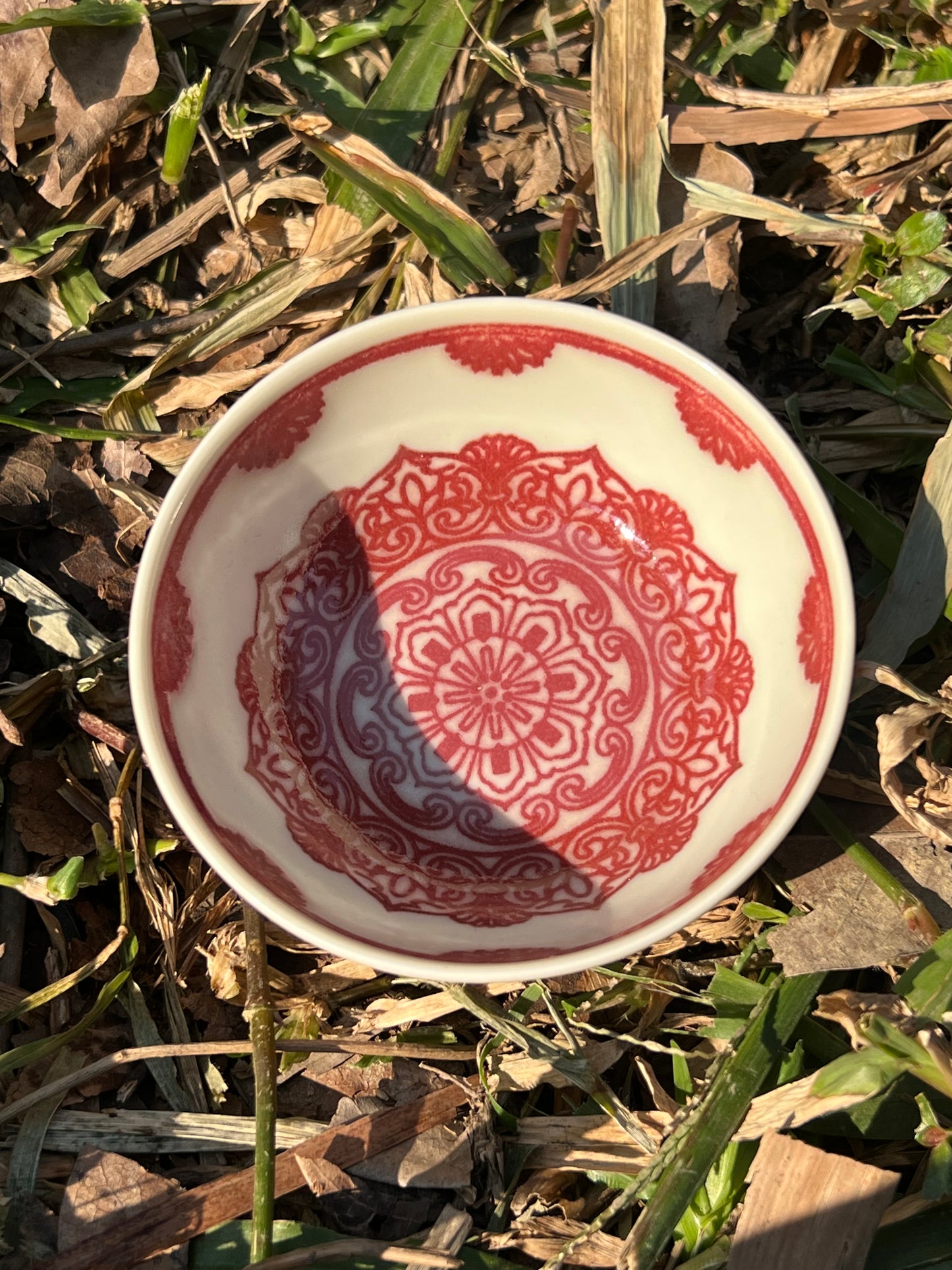 Hand Painted Chinese Baoxiang Flower Pattern Teacup Underglaze Red Teacup Jingdezhen Master Ceramic Teacup