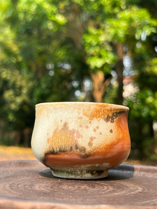 This is a woodfired pottery teacup