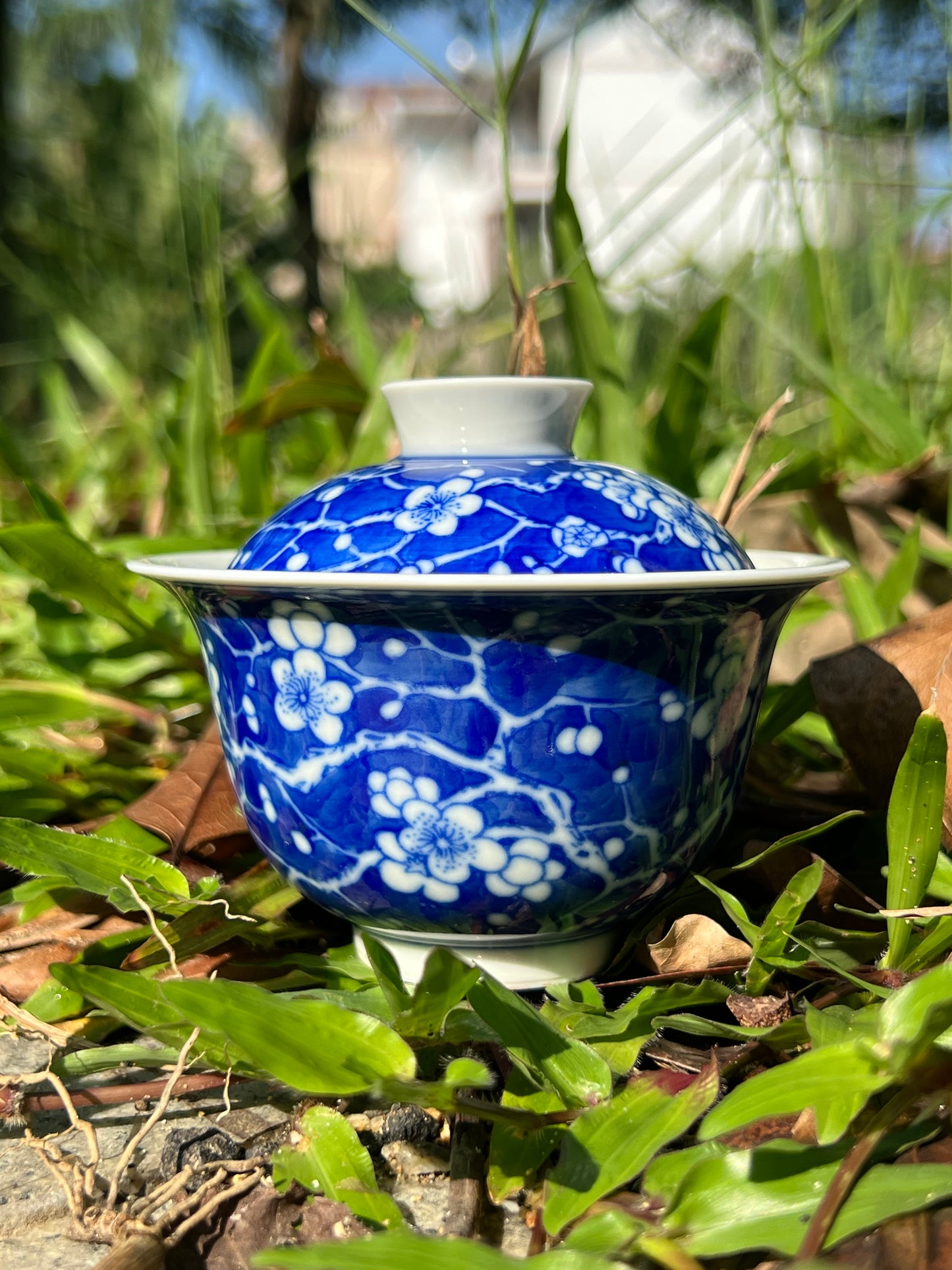 Hand Painted Chinese Blue and White Porcelain Tea Tray Ice Plum Flower Pattern Jingdezhen Master Ceramic Artwork