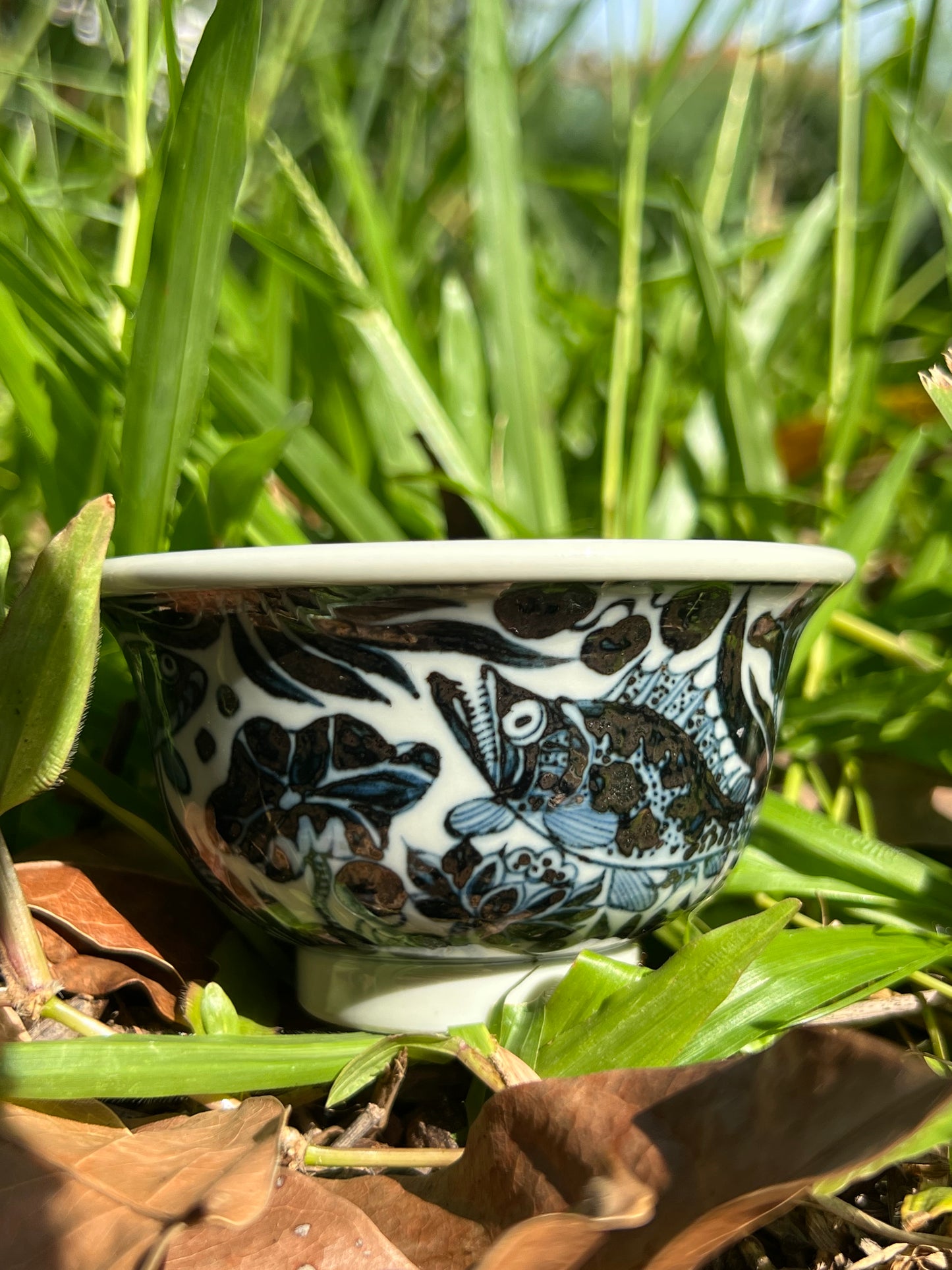 Hand Painted Chinese Antique Yuan Dynasty Blue and White Porcelain Fish and Algae Pattern Tea Tray Tea Boat Jingdezhen Master Ceramic Artwork