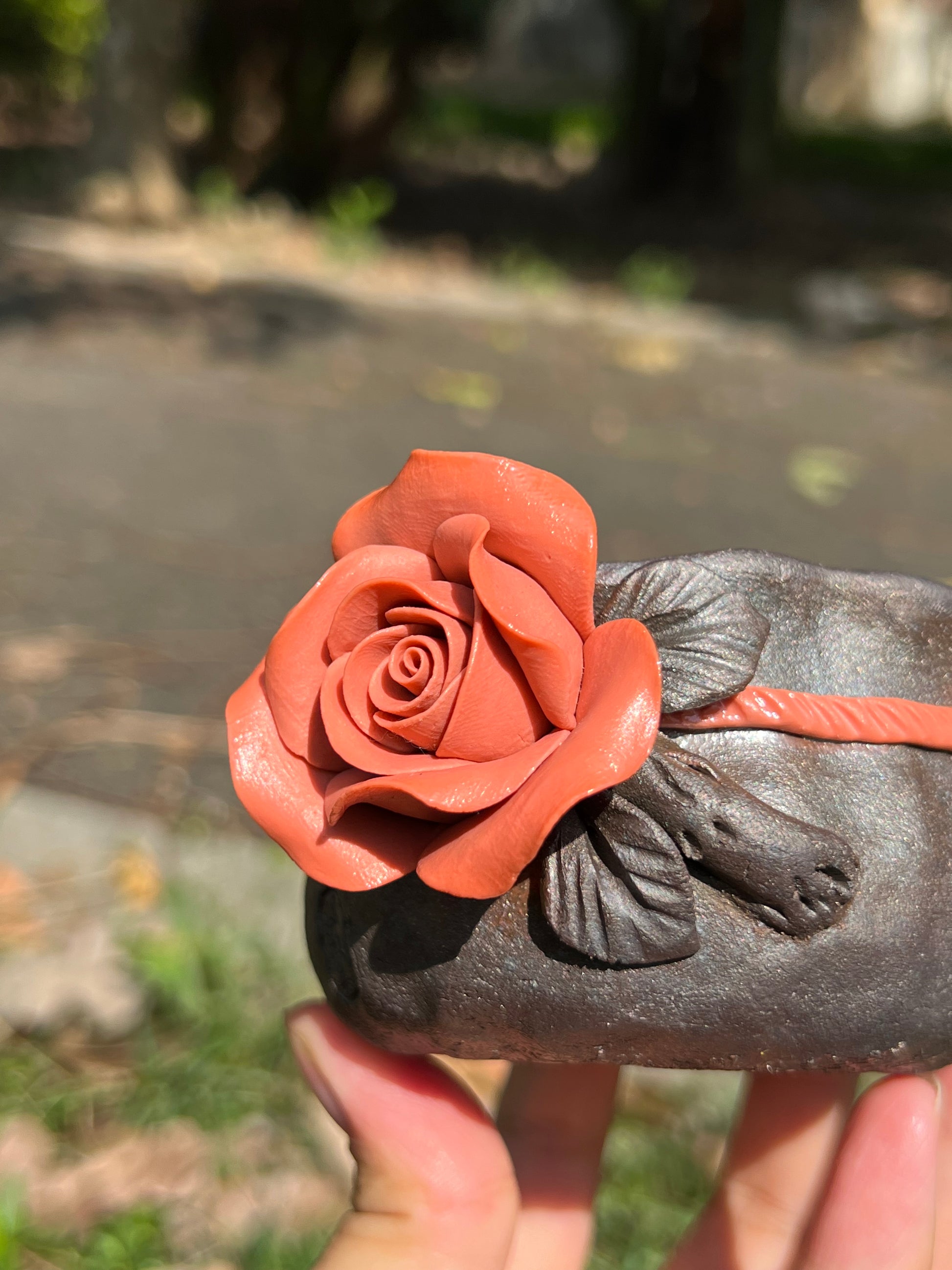 This is a woodfired tietai pottery flower teacup