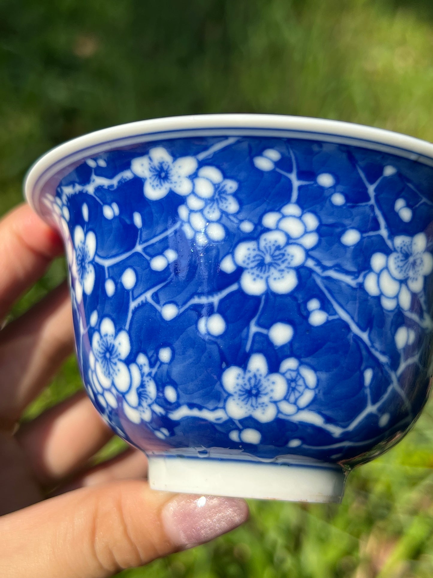 Hand Painted Chinese Blue and White Porcelain Tea Tray Ice Plum Flower Pattern Jingdezhen Master Ceramic Artwork