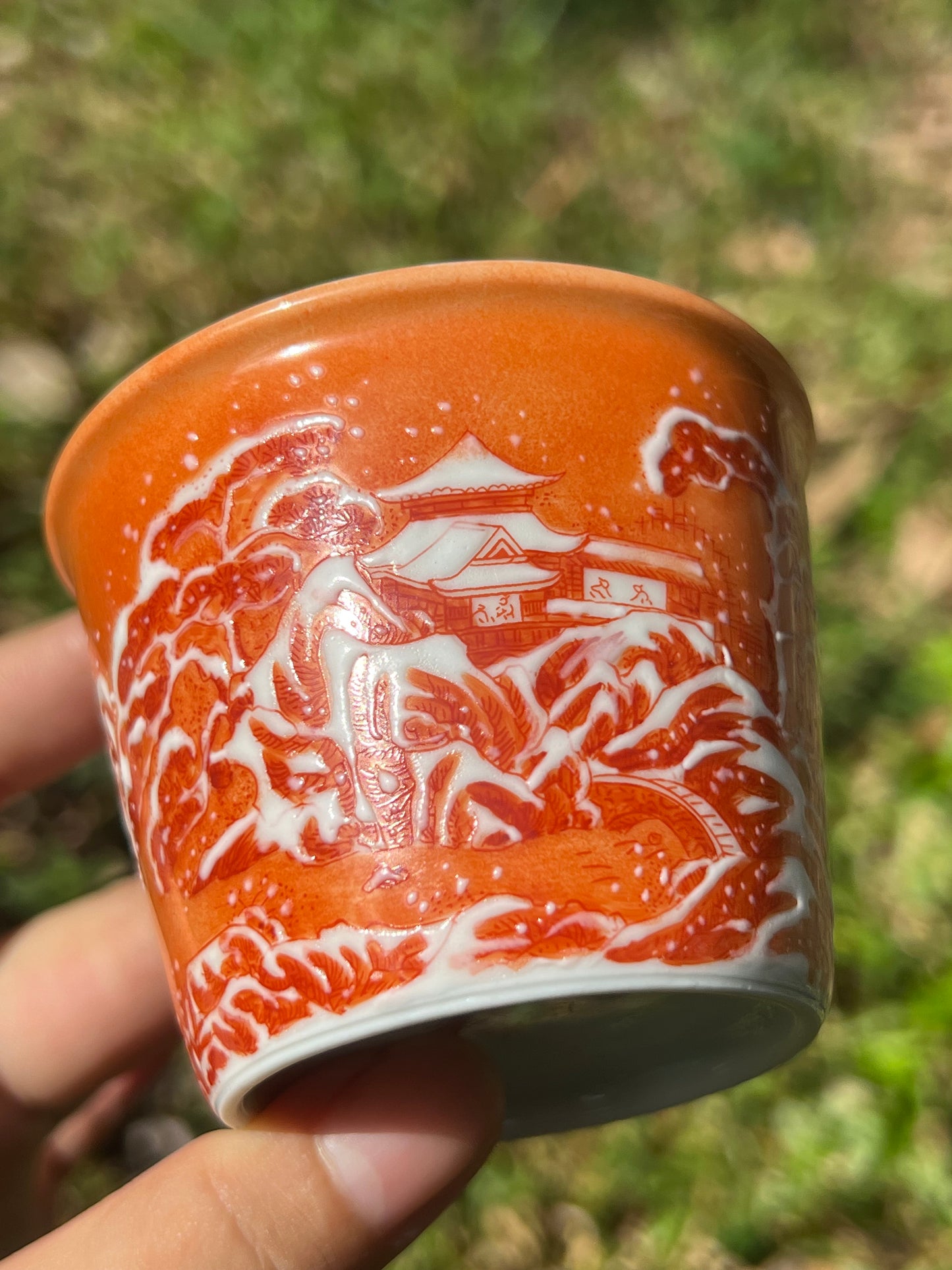 This is Chinese Jingdezhen alum red teacup. This is a ceramic teacup